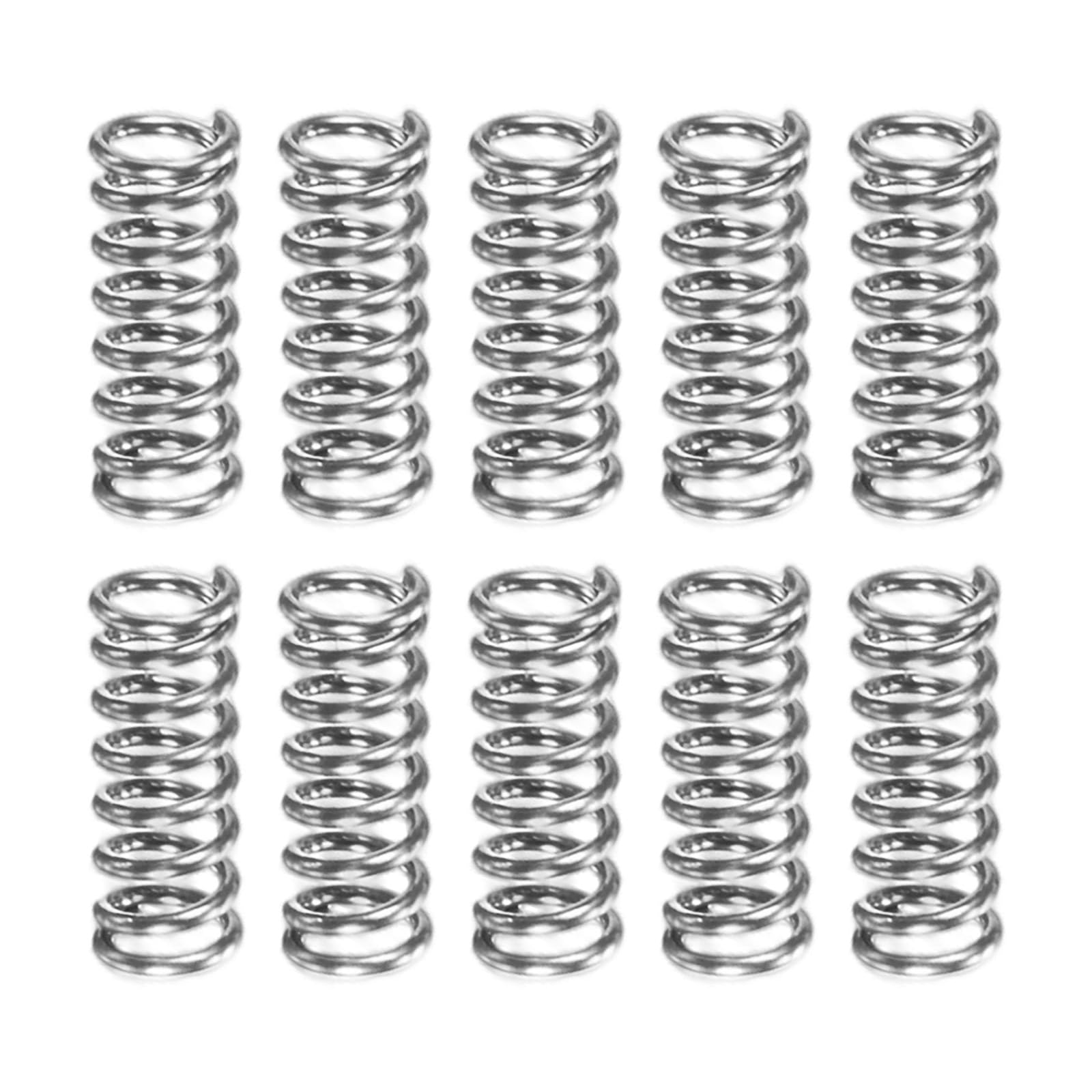 M METERXITY 10-Pack Compression Springs, 5mm Length 2mm OD 304 Stainless Steel Pruner Replacement Springs for Garden Tool/DIY/Mechanical Repair Replacement [Silver Tone, 0.3mm Wire Size]