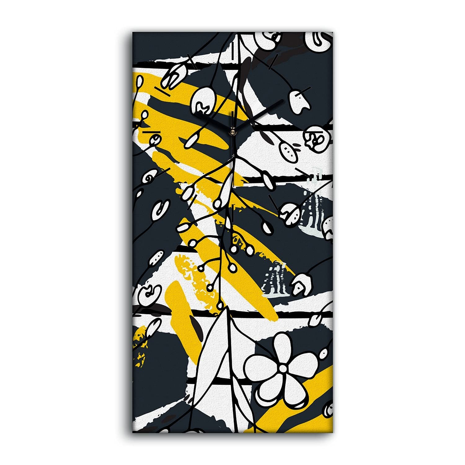 Horloge sur Toile d'Art Moderne 30x60cm aux Finitions Haut de Gamme et Aiguilles Noires