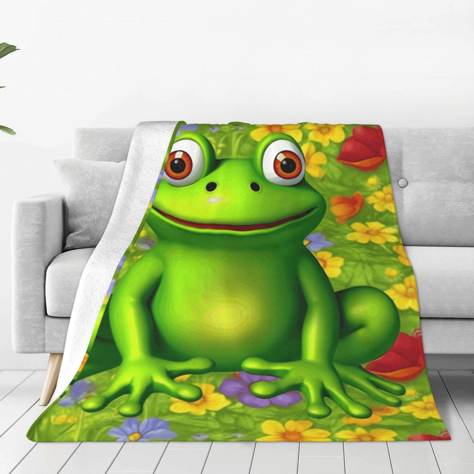 KLOPH Frog Throw Blanket 80"x60" Flannel Fluffy Warm Blanket for Couch, Reversible Plush Blankets for Bed, Comfy Fuzzy Blanket for Sofa, Plush Lightweight-Blankets for All Season