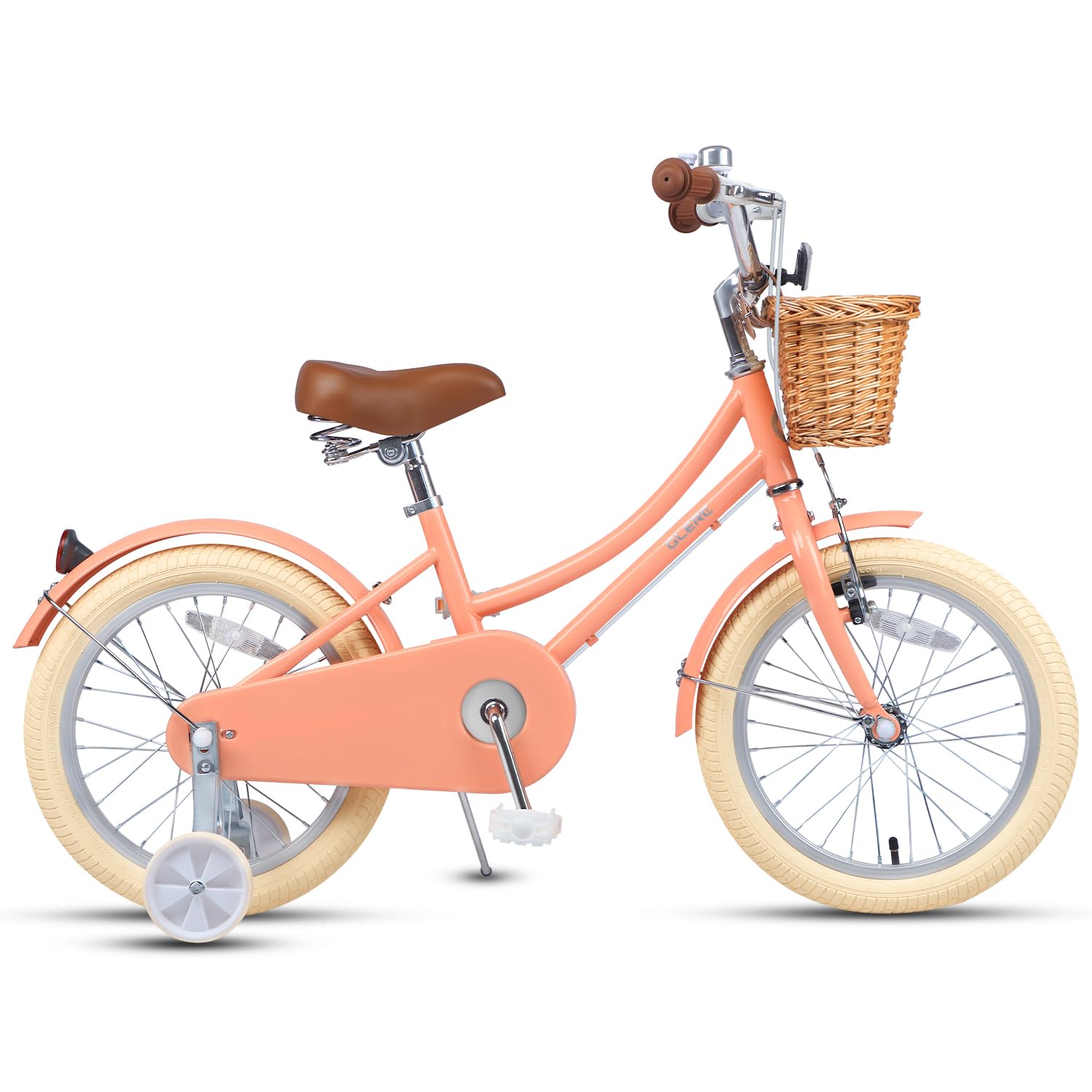 Glerc Little Molly 12-20 Zoll Kinderfahrrad mit Korb, für Jungen und Mädchen im Alter von 3 bis 12 Jahren, mit Klingel und Stützrädern, Rose/Blanc/Vert Menthe/Bleu/Violet/Jaune