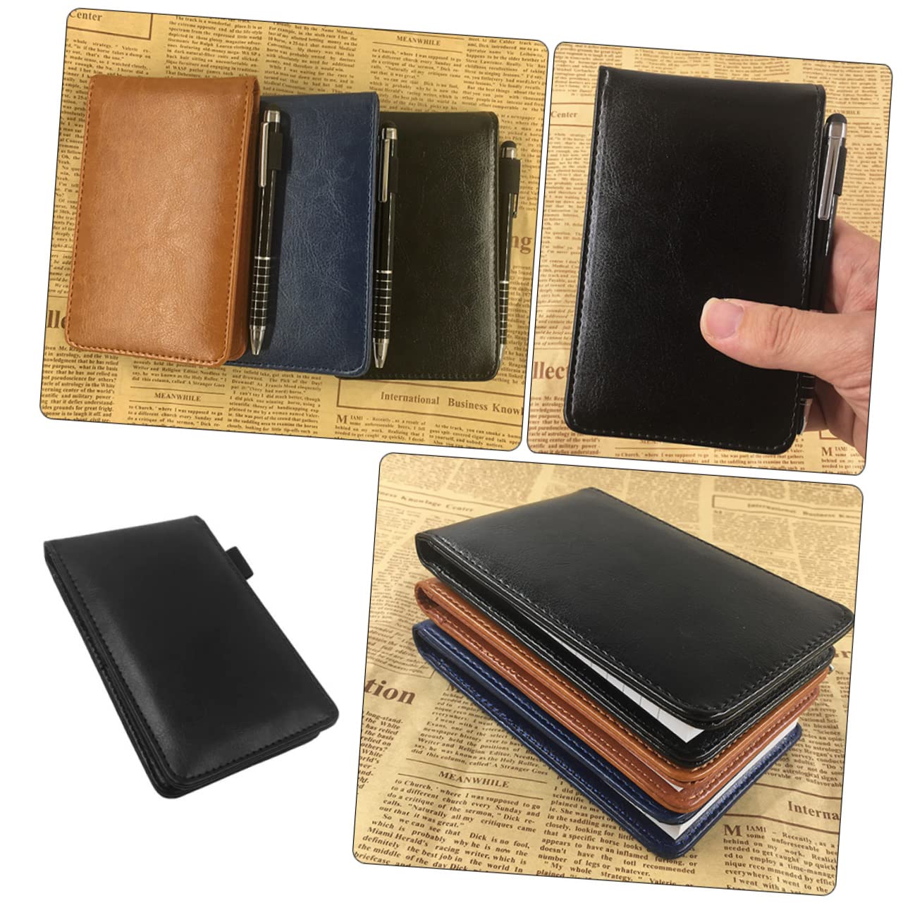 Gadpiparty 10 Pièces Carnet de Notes Portable Noir Planificateur de Bureau Multifonction PU avec Emplacement Stylo Organiseur Professionnel pour Tâches et