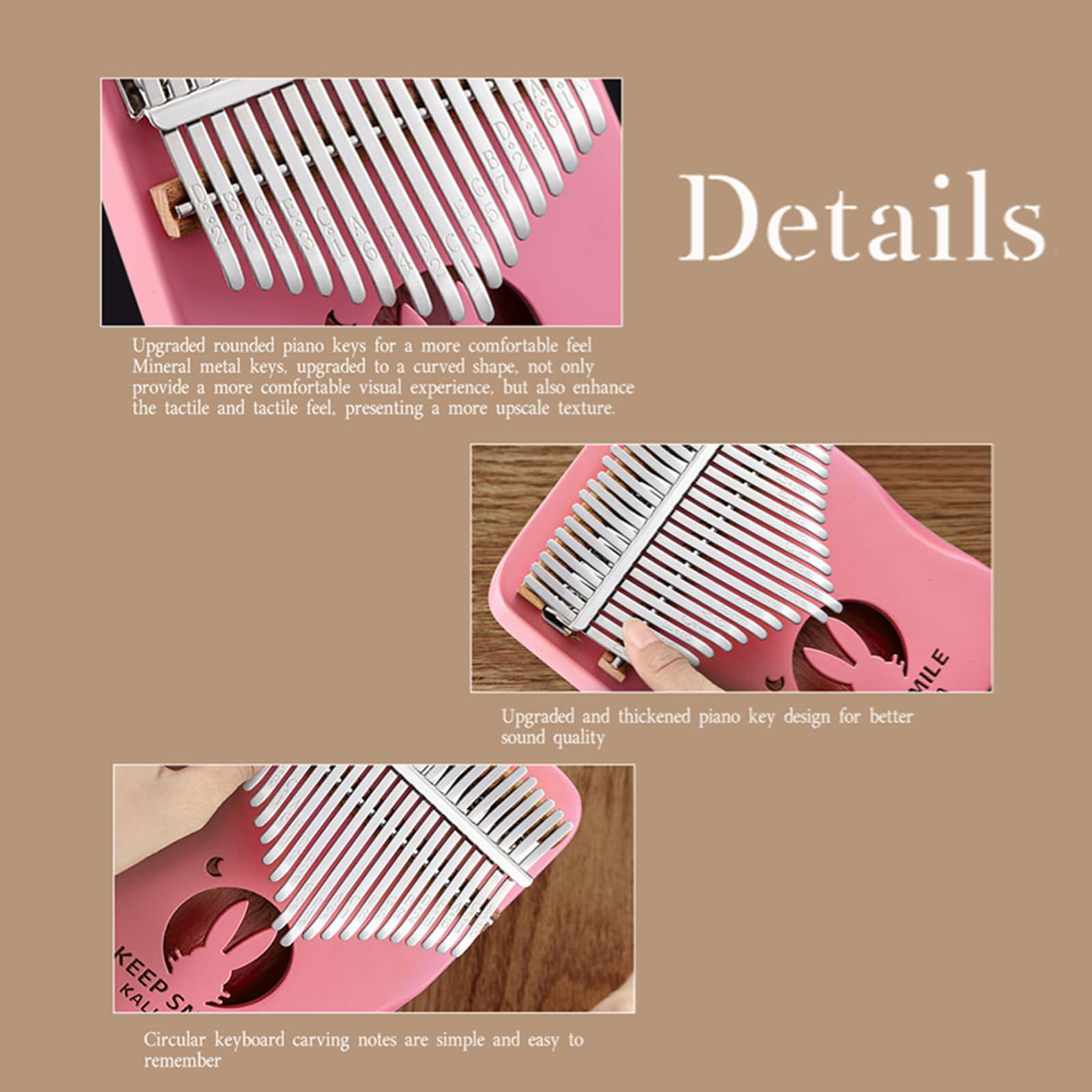 Kalimba Piano à pouce professionnel portable en acajou Mbira avec marteau d'accordage, sac de transport, instructions, cadeau idéal pour anniversaire, vacances, mariage, instruments de musique pour