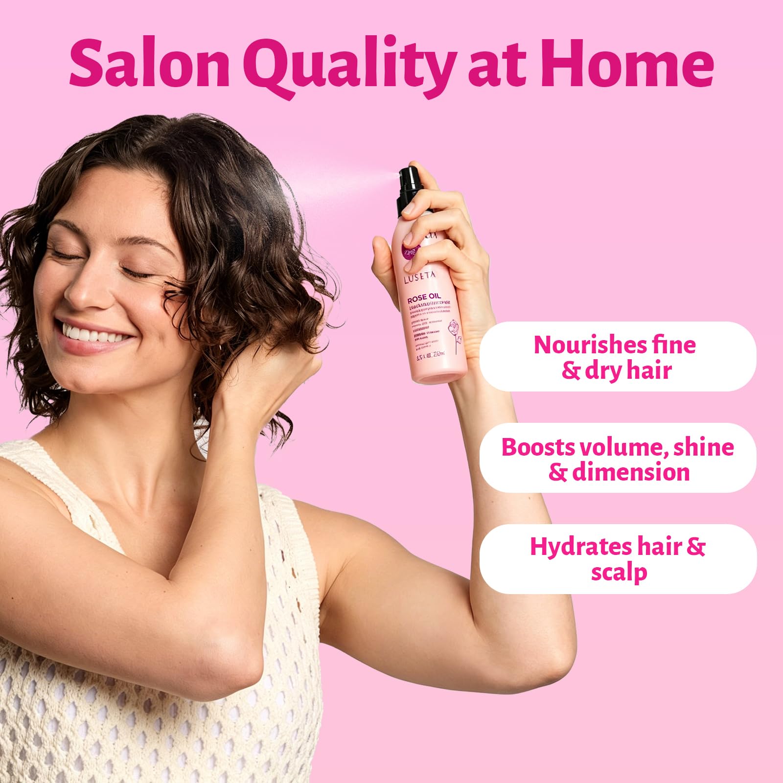 Amazon.com : Luseta Rose Oil Leave-In Spray – Smooths Fine Hair