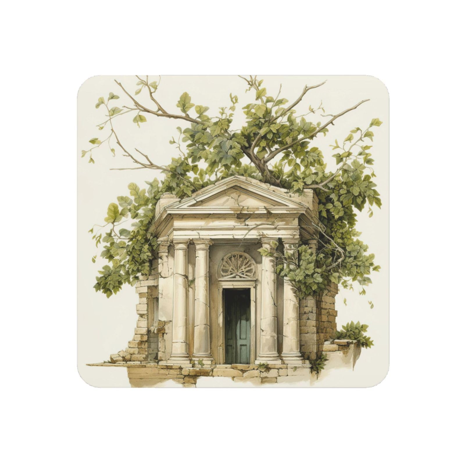 Antique Building With Roman Olive Branch And Greek Print Refrigerator Magnet,Magnets For Refrigerator Decoration, Kitchen, Office, Wall