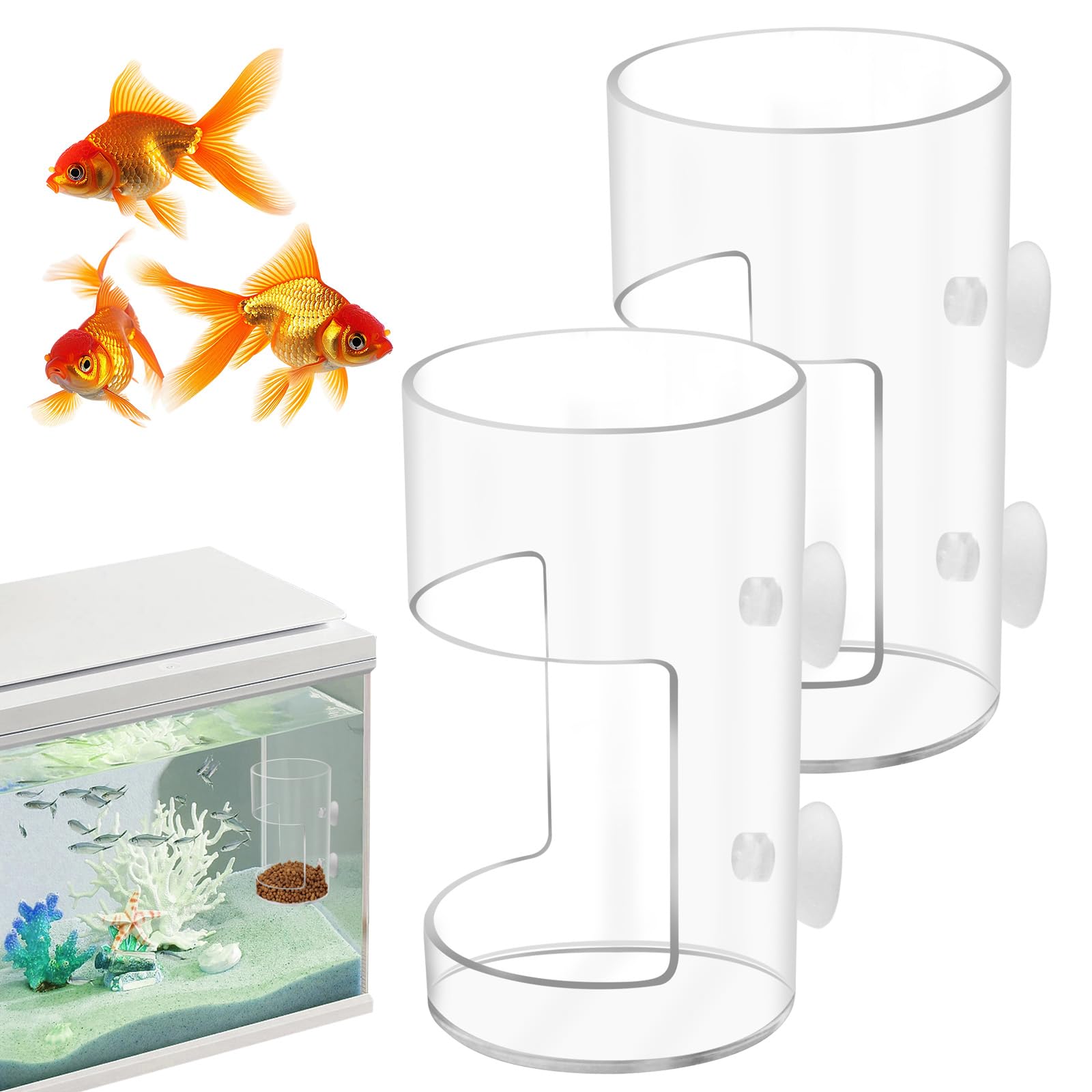 Mangiatoie per pesci d'acquario con ventosa divisore serbatoi accessori rotondi tartarughe gamberetti