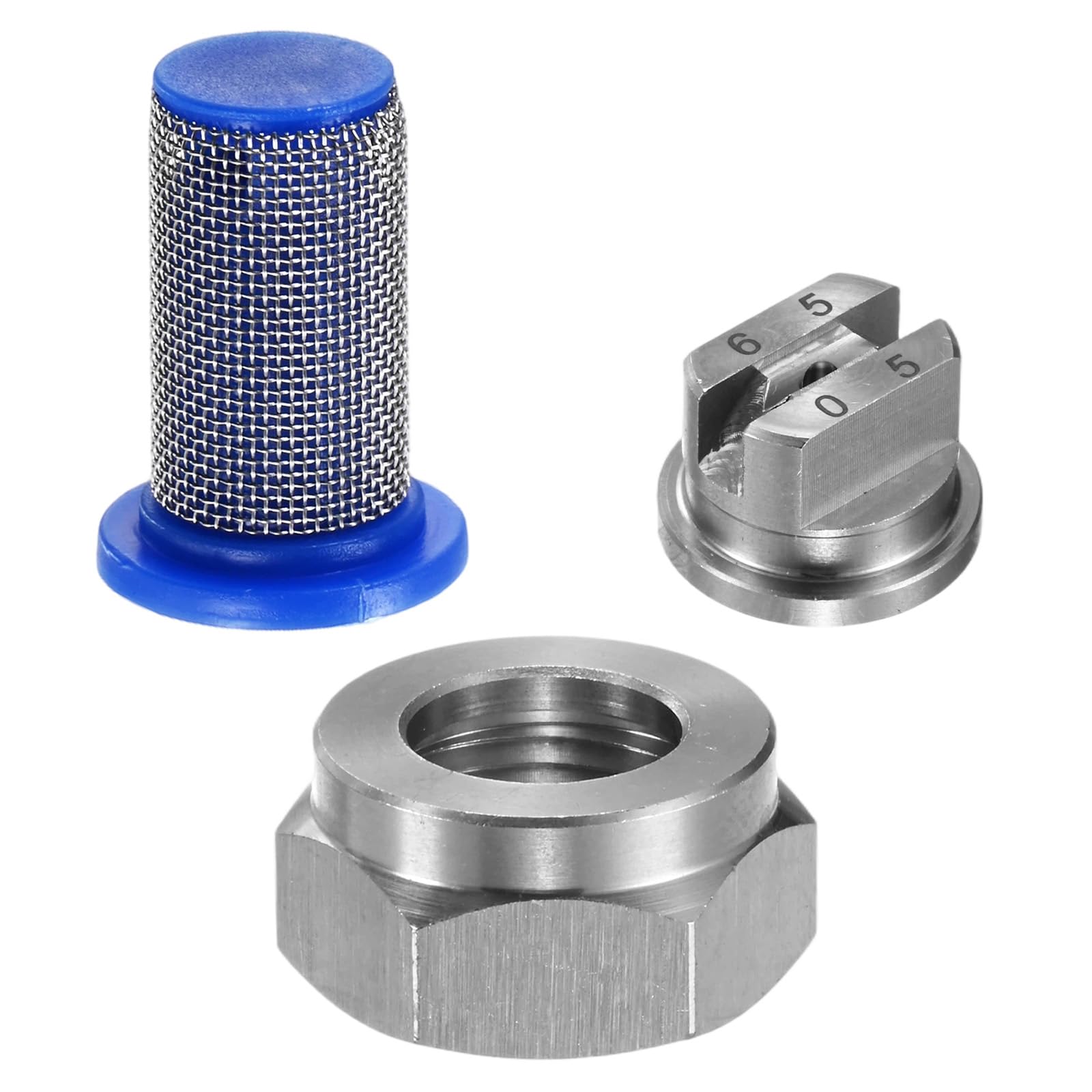 M METERXITY 1-Set Flat Fan Spray Tips, 1.4mm Orifice 65 Degree Stainless Steel Sprayer Nozzle Tips with NPT3/8 Nut and 50 Mesh Filter for Agricultural Drone Sprayer/Garden Irrigation