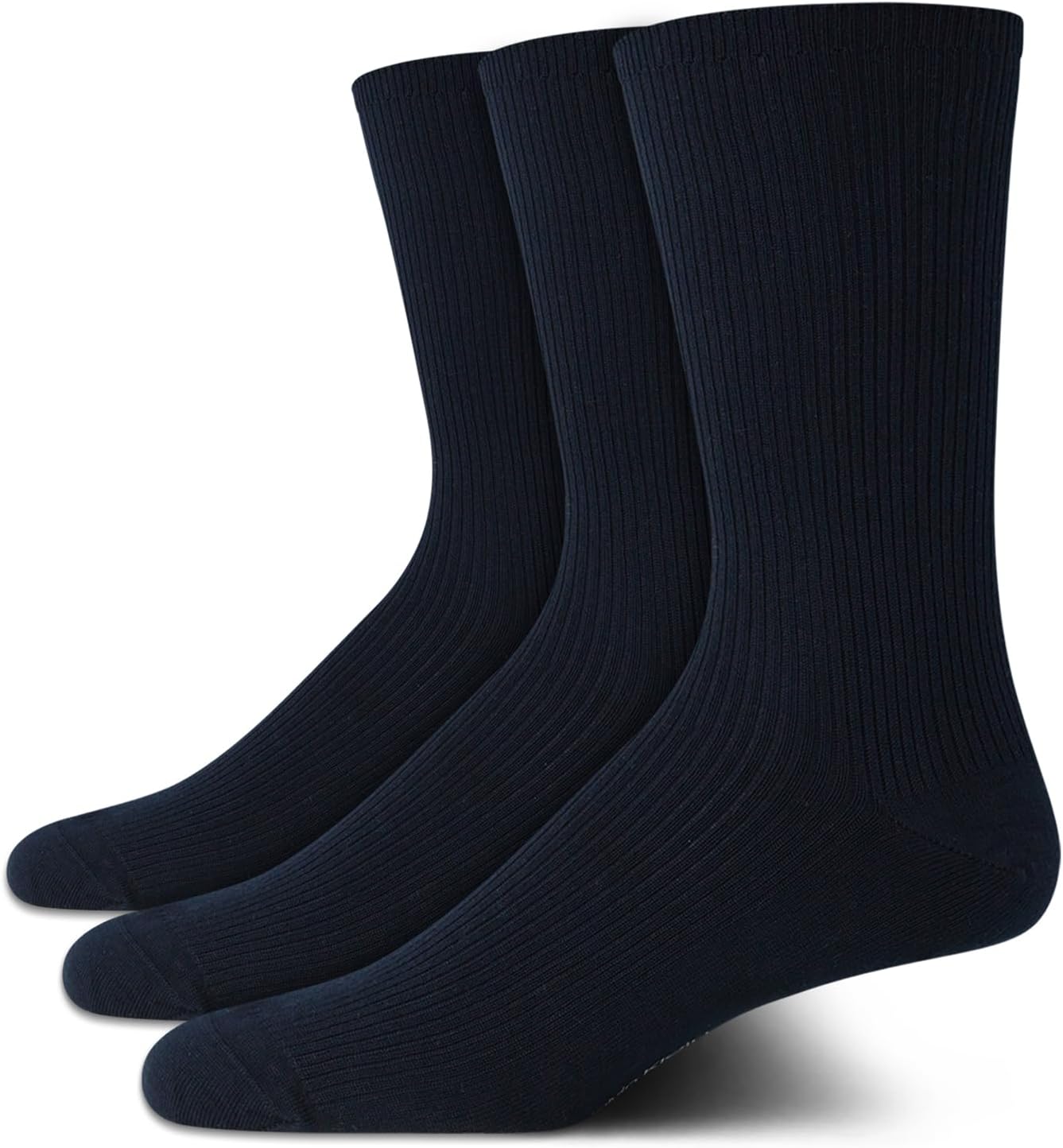 Mens Dress Socks - 3 Pack Breathable Cotton Blend Patterned Crew Socks for Work, Business, and Formal Wear