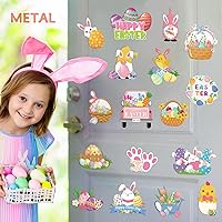 Vista 6 de Kingdder Juego de 24 calcomanías magnéticas para decoración de puerta de garaje de Pascua, huevos de conejo, gnomo, vacaciones, suministros
