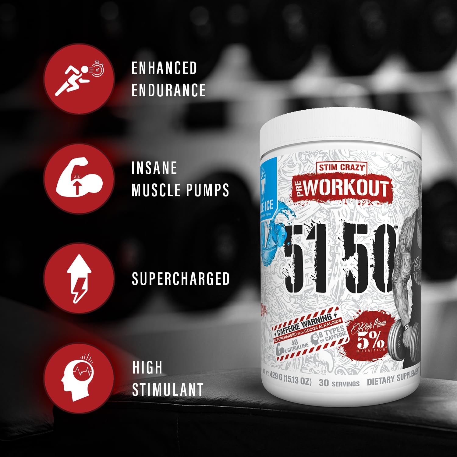 Amazon.com: 5% Nutrition Rich Piana 5150 High Stim Pre-Workout