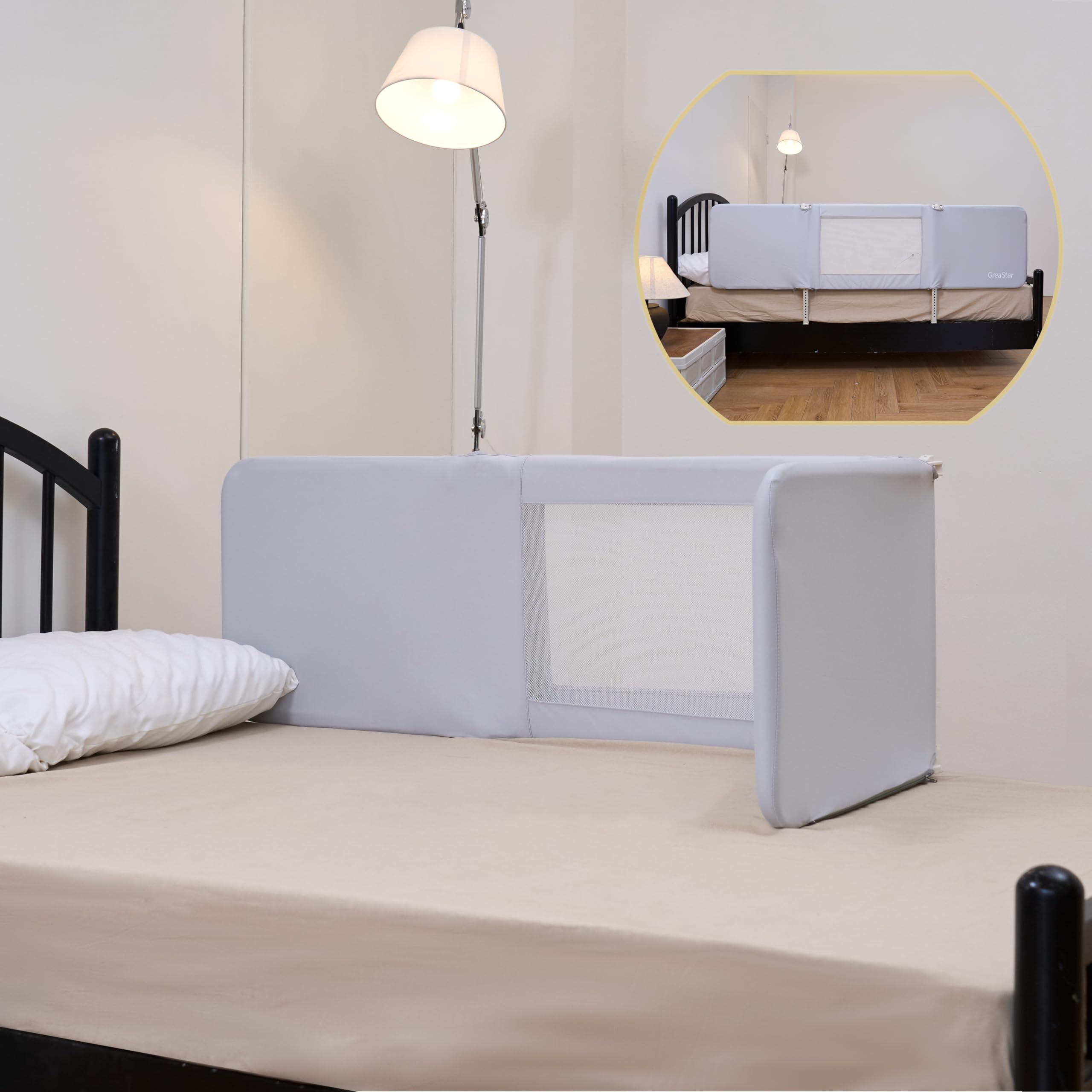 Greastar Bed Rail for Toddlers,180cm Travel Bed Guard Rail for Baby with Storage Bag,Bed Support Rail for KING,QUEEN,Double Size Bed.