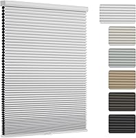 Vista 12 de Changshade Persianas Celulares Opacas, Persianas de Panal para Ventanas sin Cordón con Rieles de Aleación de Aluminio, Tela de Color Combinado