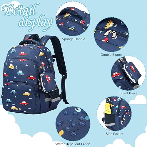 Miniatura 5 de MIRLEWAIY Mochila para niños de 15.7 pulgadas, juego de 3 piezas con lonchera y estuche para lápices para escuela, niñas, niños y estudiantes, Avión