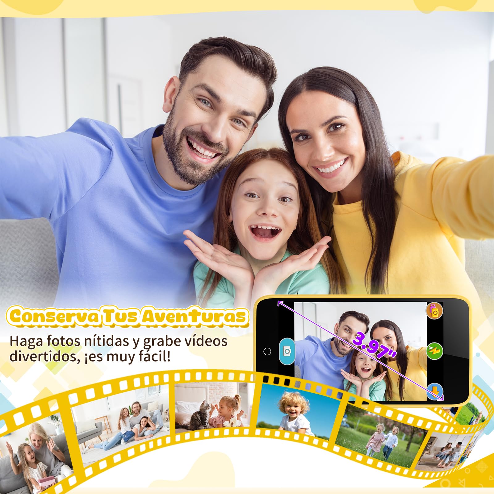 Smartphone Niños, 3.97" Teléfono Móvil para Niños con 210+ Juegos de Puzzle, Control Parental, Cámara, Música, Teléfono Móvil de Juguetes Niñas 3 4 5 6 7 8 9 10 11 12 Años, Navidad Cumpleaños Regalo