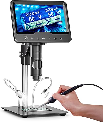 Miniatura 1 de Elikliv EDM701 Pro Microscopio parfocal digital, microscopio de soldadura para reparación electrónica con gran espacio de operación, lupa