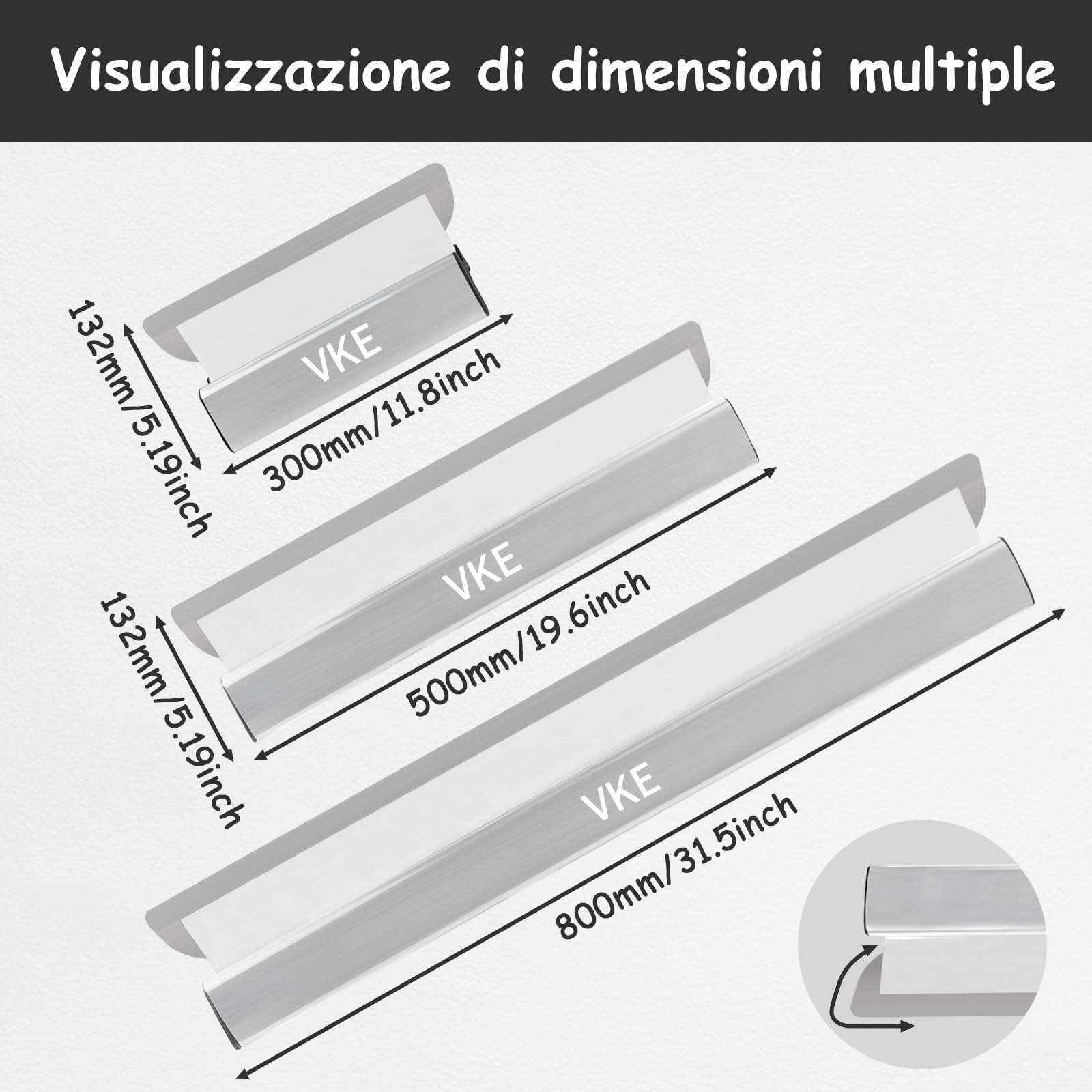 VKE Kit Spatole per Stucco Muro Spatola e Raschietto per Stucco per Spatola Stucco (30+50+80 CM) con impugnatura ergonomica, asta telescopica per intonacare pareti e soffitti (1-2.1m)