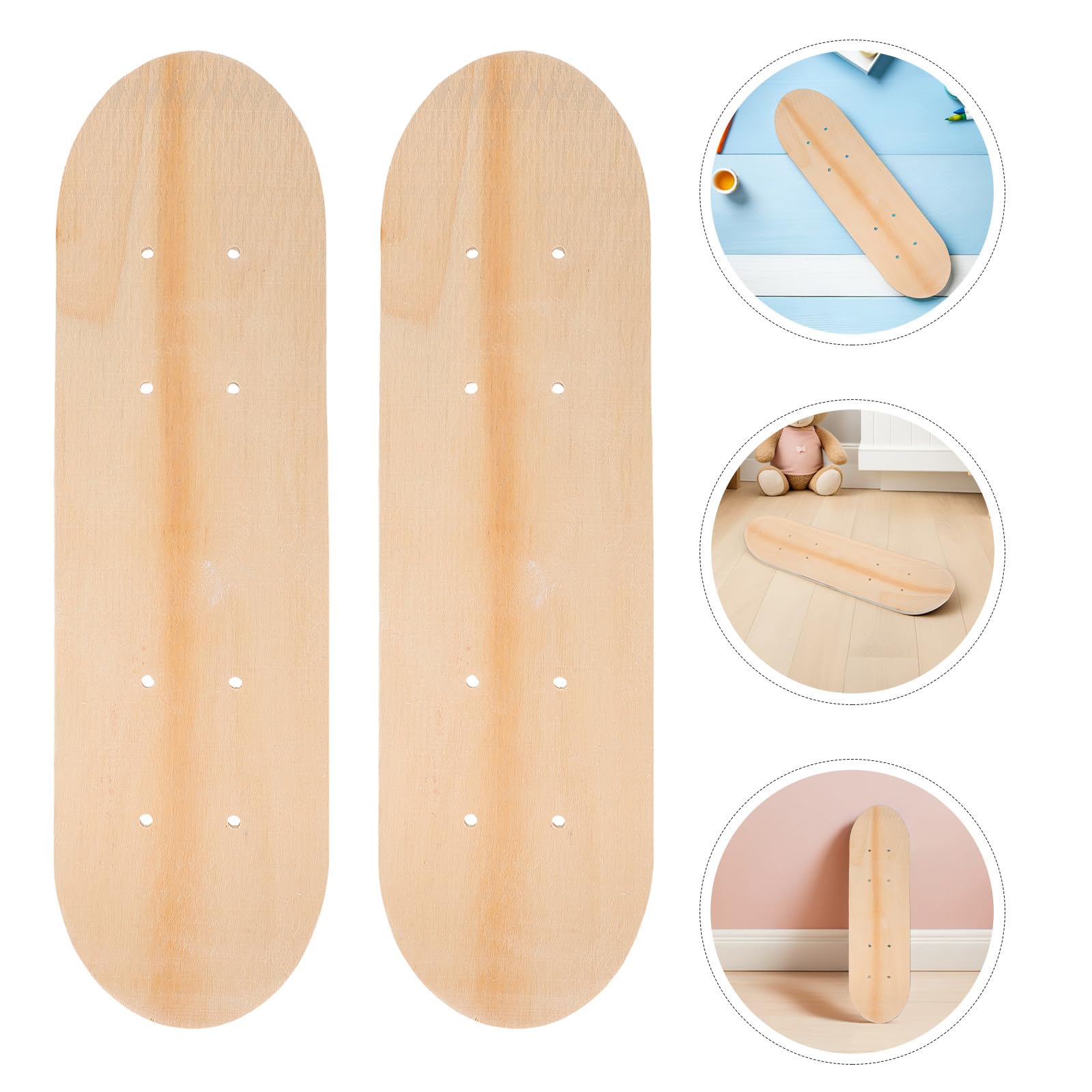 Lot de 3 Planches de Skateboard Vierges à Peindre 43 CM en Bois d'Érable 7 Couches Double Tail Surface Lisse pour Peinture DIY Skateboard Décoratif pour Garçon et Filles