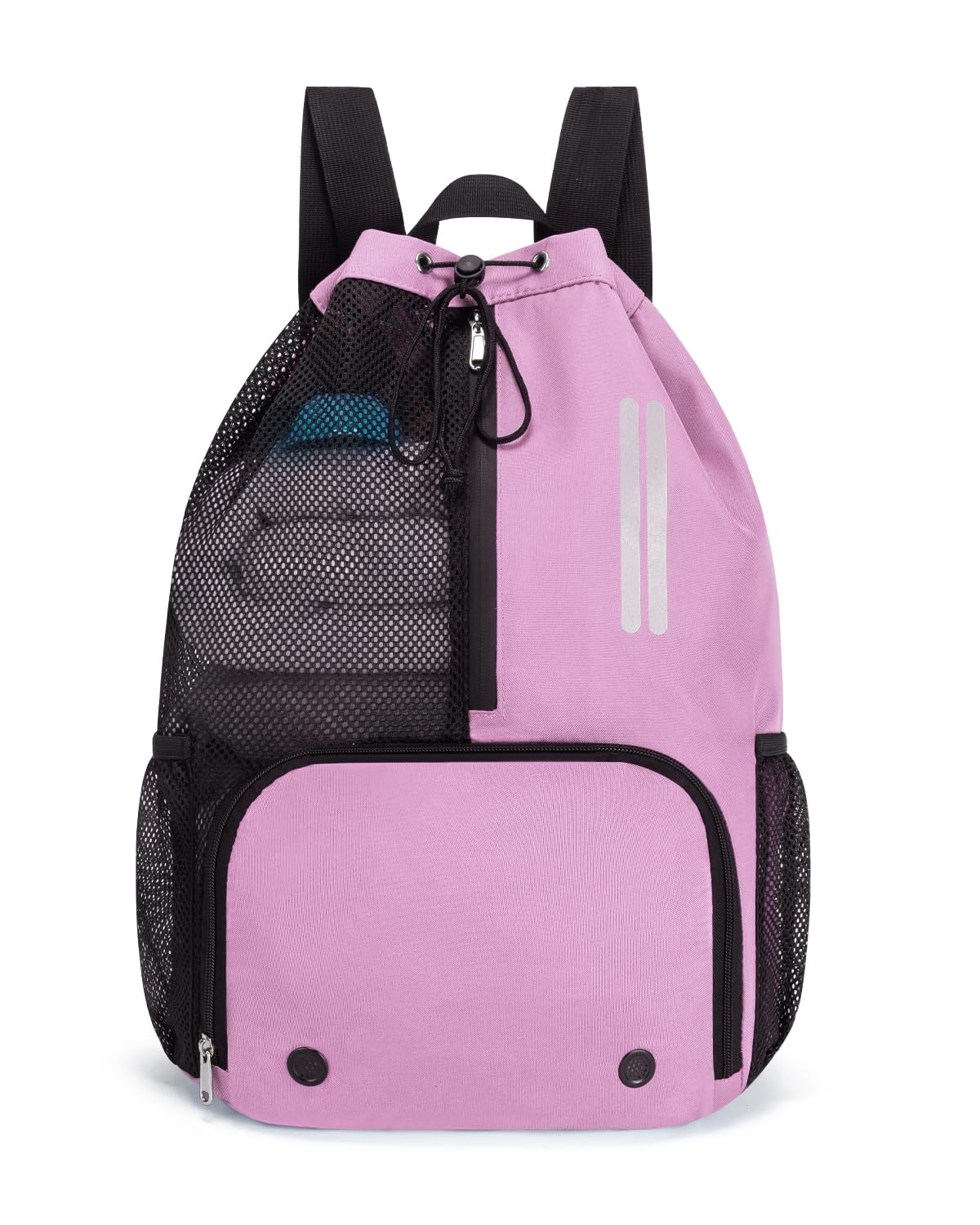 GreenTaya Swim Bag Mesh Drawstring Backpack with Shoe Compartment & Wet Pocket Waterproof Beach Backpack Pool Bag for Swimming, Gym, Travel and Workout Gear (Pink)