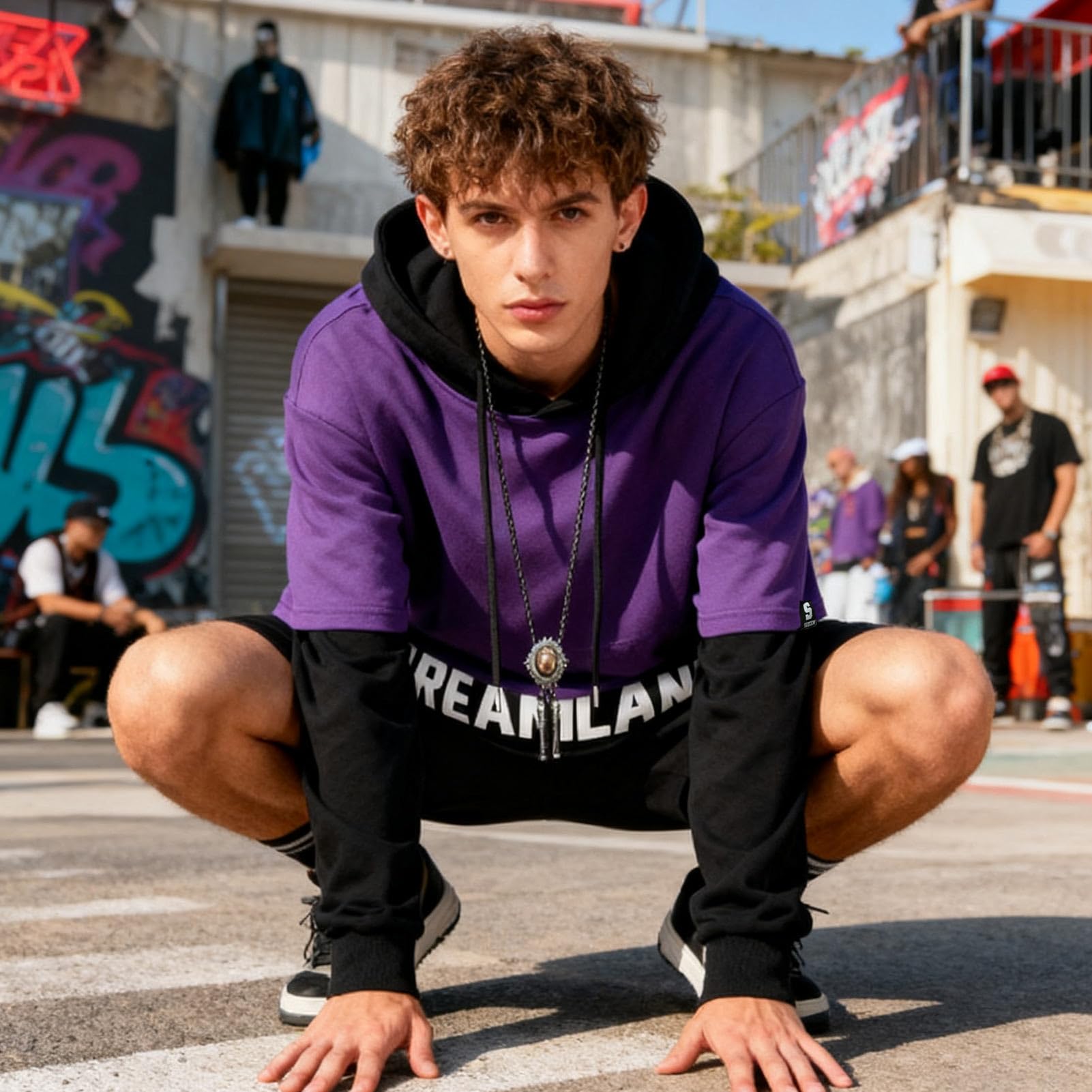 Felpa Uomo con Cappuccio Cotone Felpe Blocchi di Colore Hoodies Sweatshirt Pullover Autunno Inverno Hooded