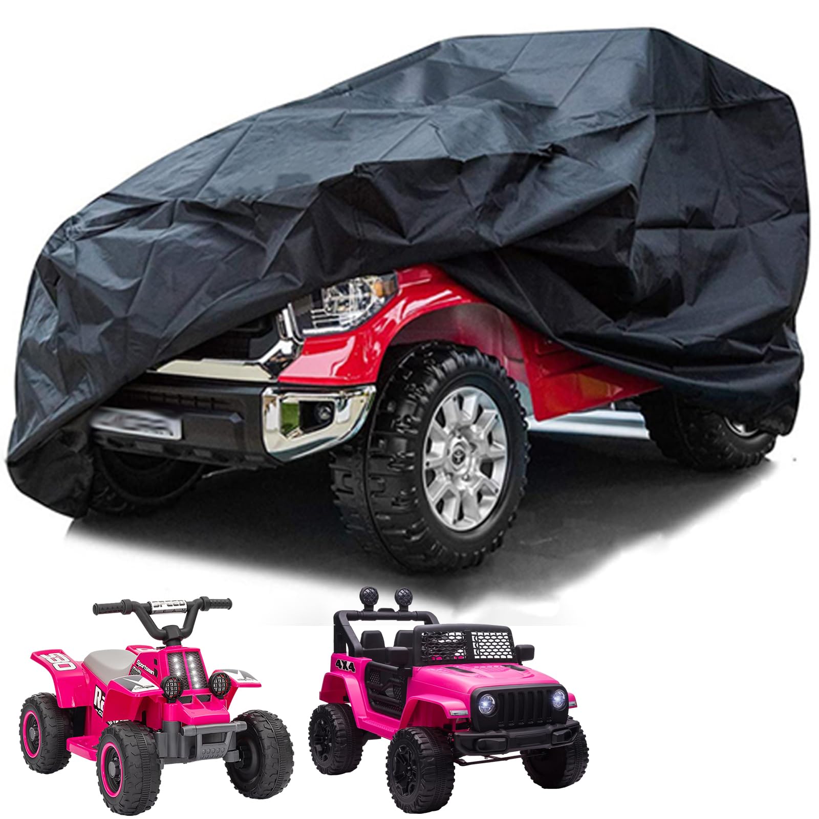 Kids Electric Car Cover Waterproof, Large Car Toy Cover Compatible with Homcom,Aiyaplay,Heavy Duty Outdoor Wrapper Resistant Waterproof UV Rain Snow Protection for Kids Electric Vehicle