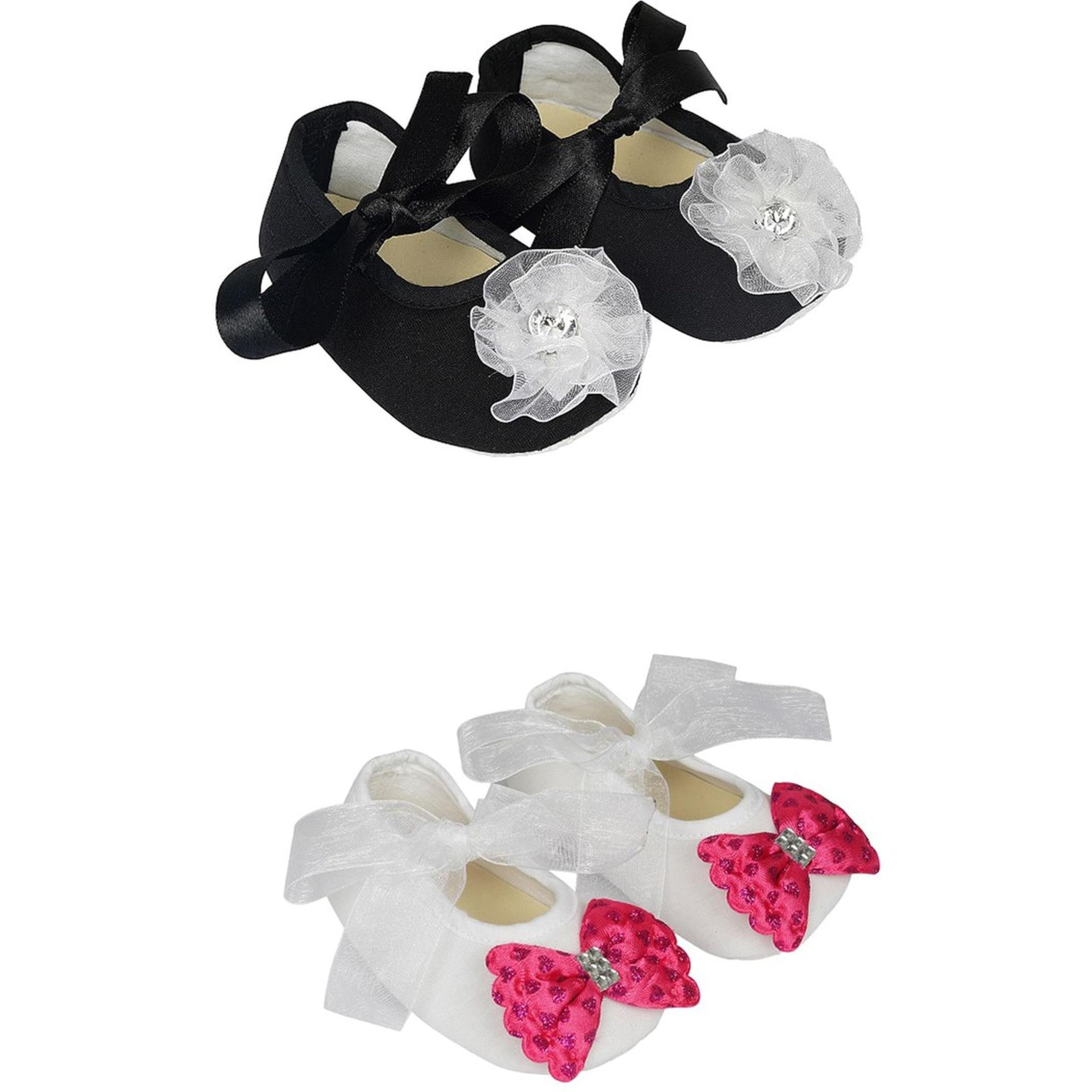 Pack of 2 Comfortable Cotton Booties Infant Shoes For New Baby Toddlers | Sandal Booties With Flower Patch Design (Age 0-24 Months), (16)-image-28