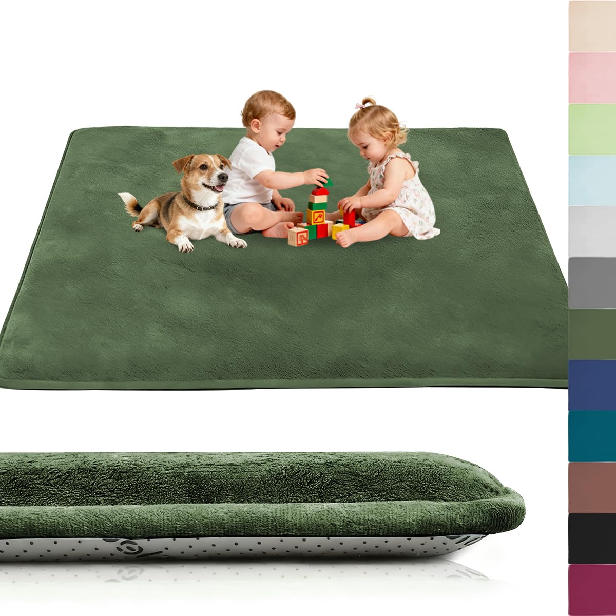 Voxirum Coral Velvet Rug for Children, Crawling Rug Baby, 0.78in Thick Memory Foam Rug, Extra Soft Activity Floor Mat, Non Slip Crawling Mat for Toddlers, Infants, Kids, Yoga Mat, 50 x 80 cm