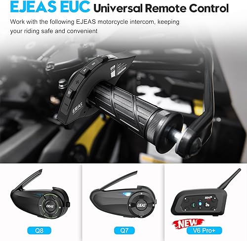 Miniatura 8 de SolaMr Q8 EUC Intercomunicador de motocicleta Bluetooth mango de control remoto para control FM, respuesta telefónica, conmutación de música,