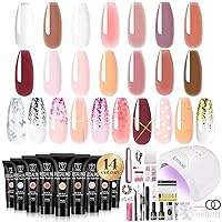 Vista 1 de ROSALIND Kit de poligel de uñas con taladro, 14 piezas de gel de uñas de poligel transparente desnudo, kit de inicio de uñas con mini lámpara U V