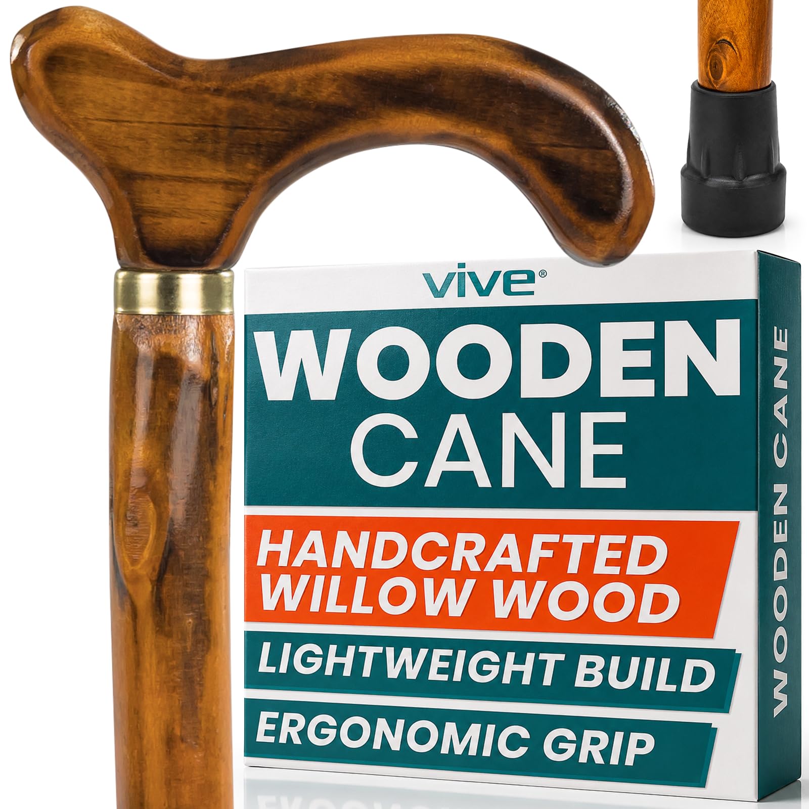 Vive Wooden Walking Stick Cane