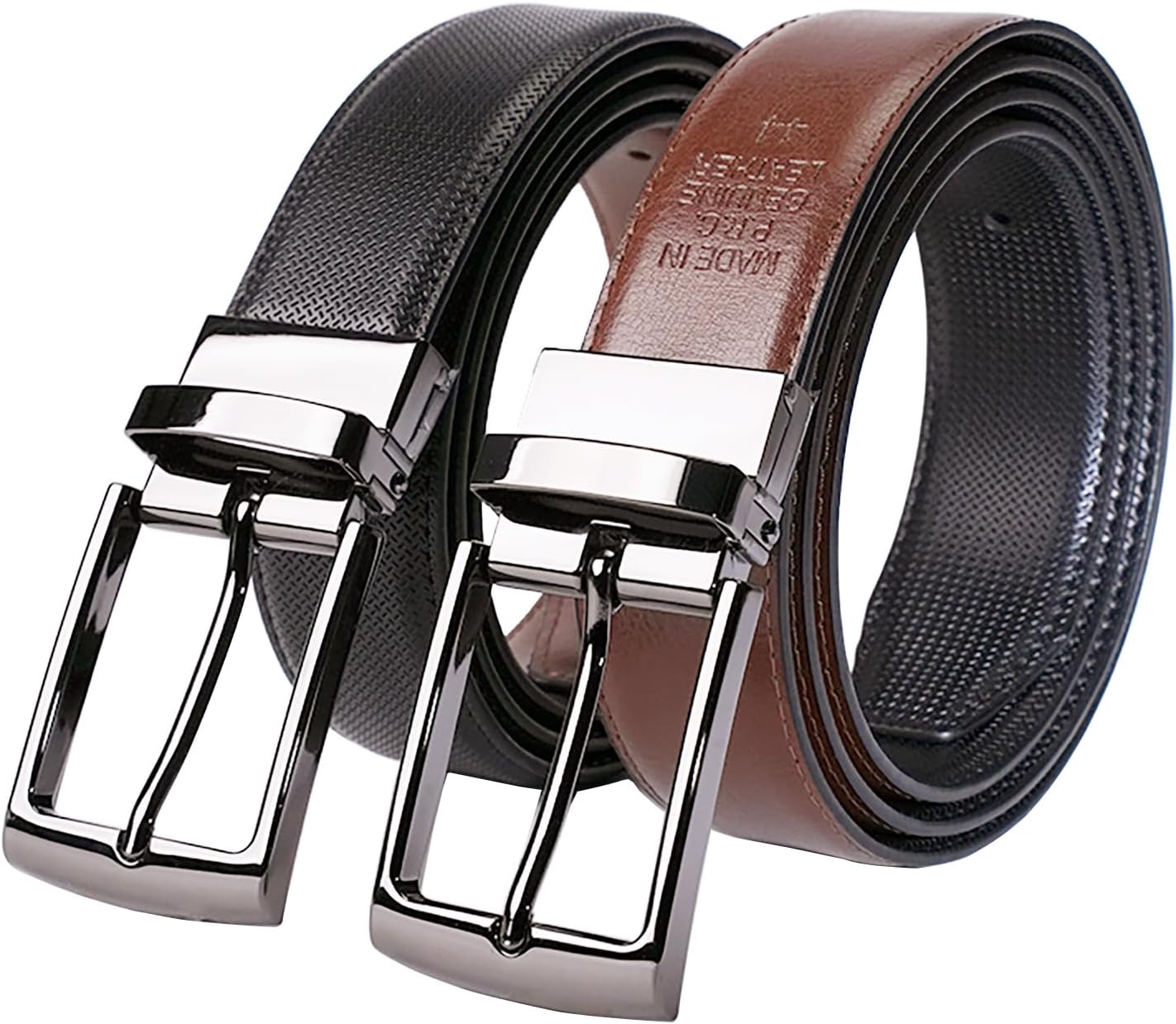 Men's Belt and Wallet Combo Gift Set | 1.35" Wide Reversible Belt with Swivel Buckle One Size 44" for Dress Casual Jeans | Slim Top-Grain Leather Bi-Fold Wallet - Image 3