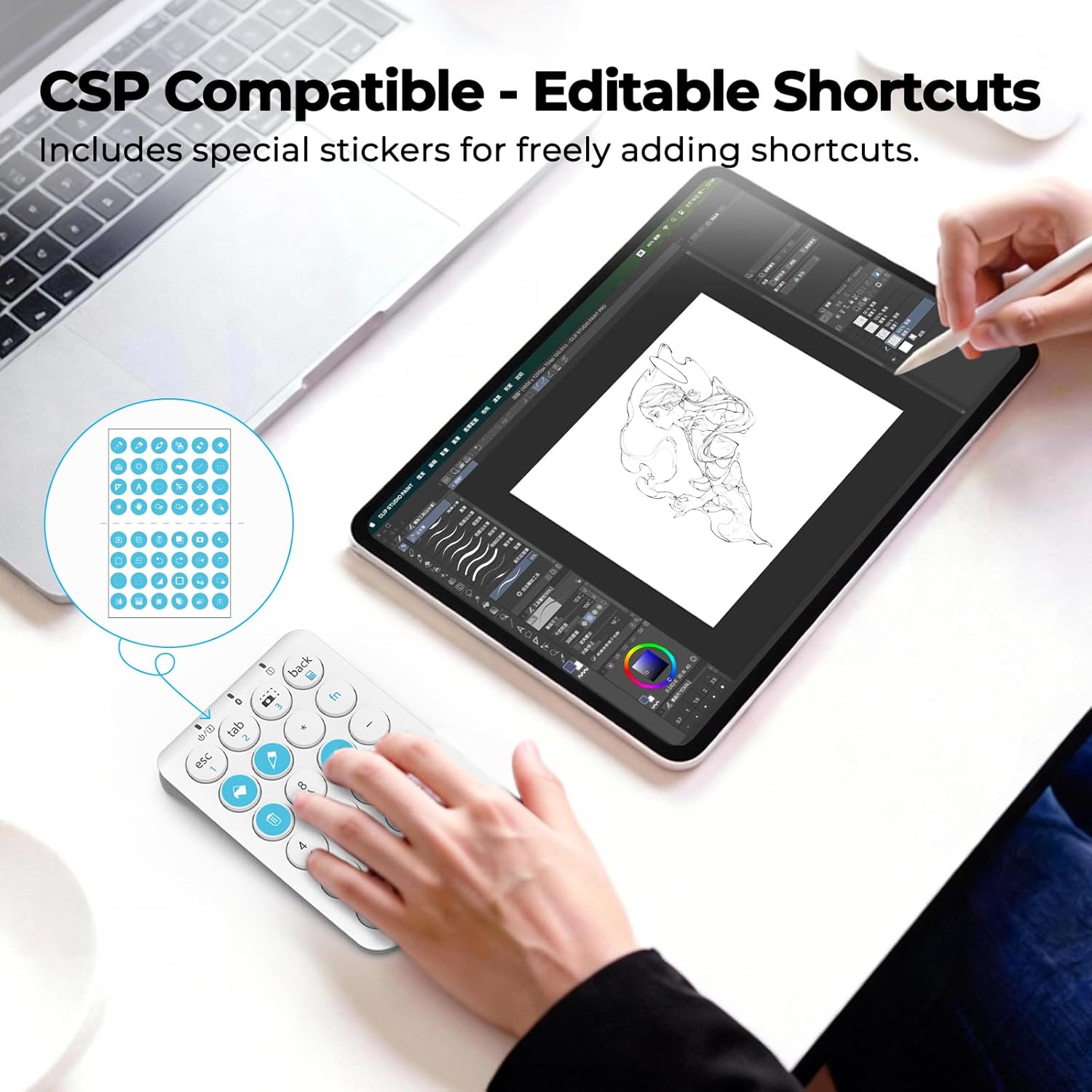 iClever Bluetooth Number Pad, 22 Keys Wireless Numeric Keypad, Rechargeable Mini Portable Numpad with Custom Stickers, Financial Accounting, Data Entry, Compatible with Laptop, Mac, Surface Pro, PC