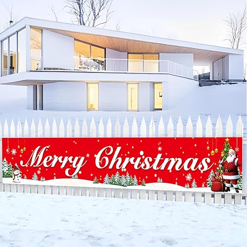 Decoraciones navideñas de Feliz Navidad para exteriores e interiores, pancartas de fiesta para porche, barandilla, valla y patio, liquidación festiva