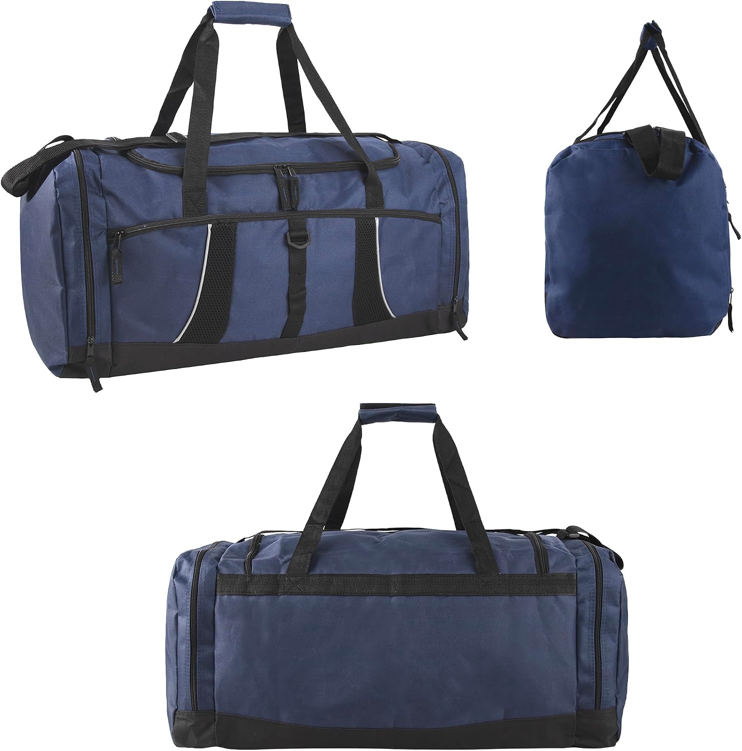Extra Large 26 Inch 79 Liter Duffel Bag 48 Inch Long Shoulder Strap, Reflective Piping for Travel, Gym, Sports, Track, Field, Men, Women in Navy Blue image 4