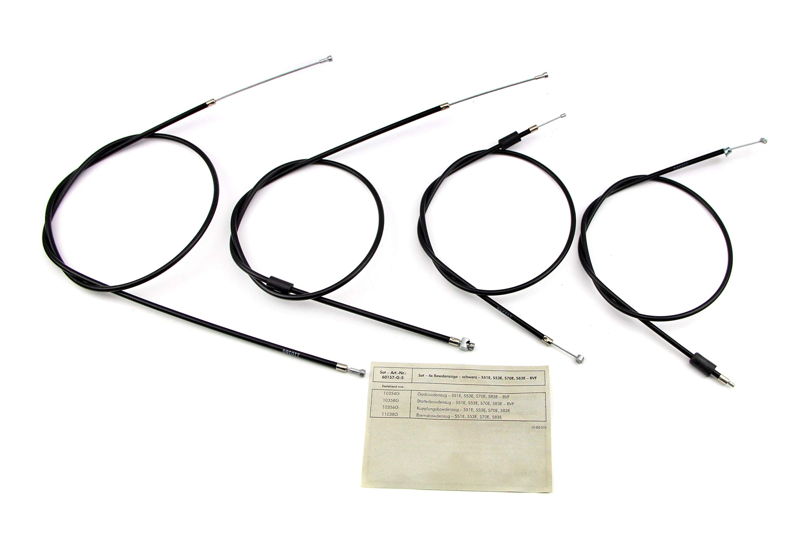 60157-G-S Simson Enduro, S70 für Bowdenzug Set mit Gas Brems Starter und Kupplungszug, Schwarz