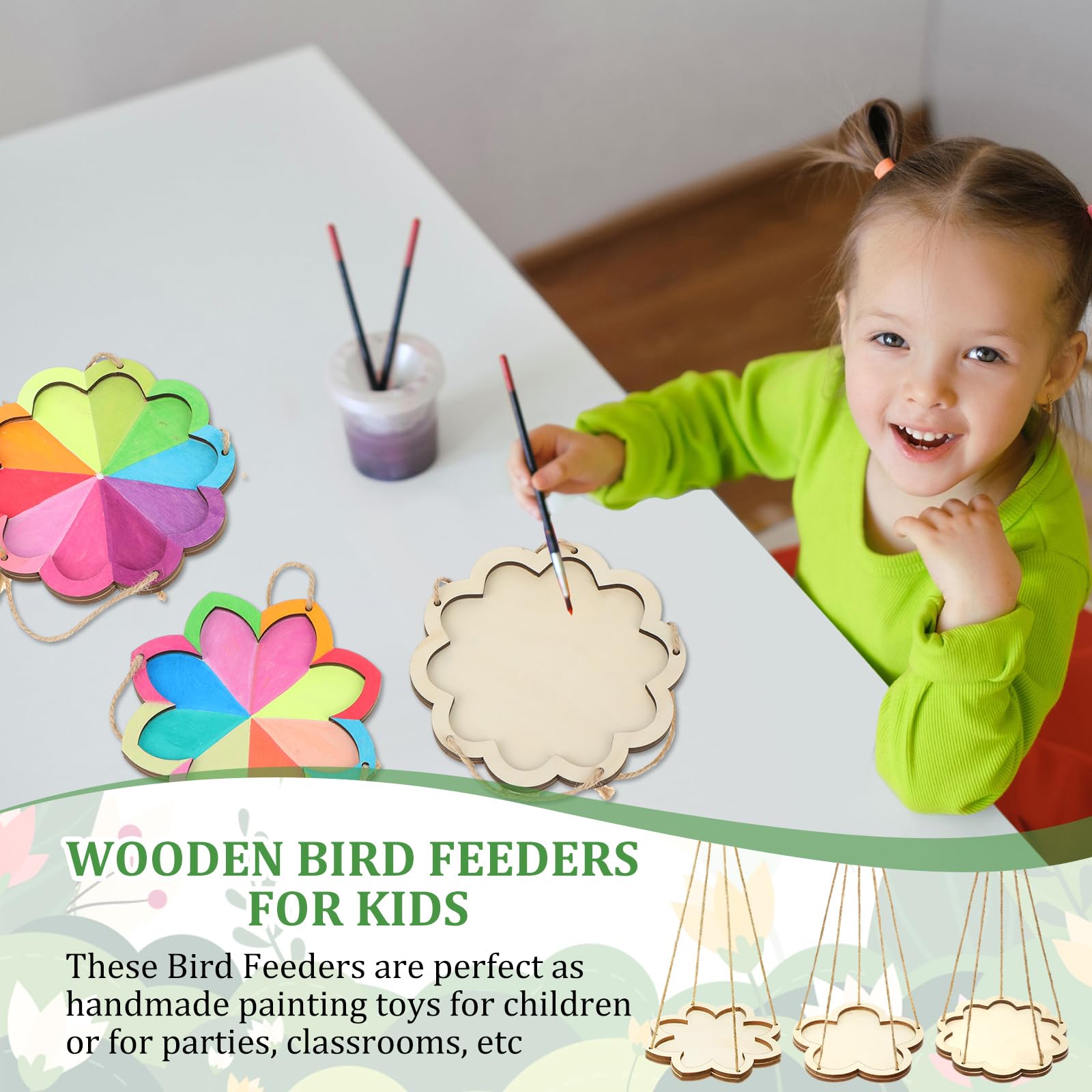 DoubleFill Kit di 48 mangiatoie per uccelli per bambini dai 3 agli 8 anni, crea le tue mangiatoie per uccelli fai da te per dipingere mestieri per giardino primaverile decorazione esterna progetti di
