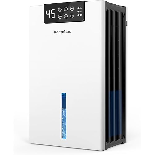 Dehumidifier, Dehumidifiers for Home(1000sq.ft), 98 OZ Dehumidifier Washable Air Filter, Dehumidifiers for Basement with Drain Hose, Auto Shut Off, Timer Setting, 7 Colors LED Light, (White)