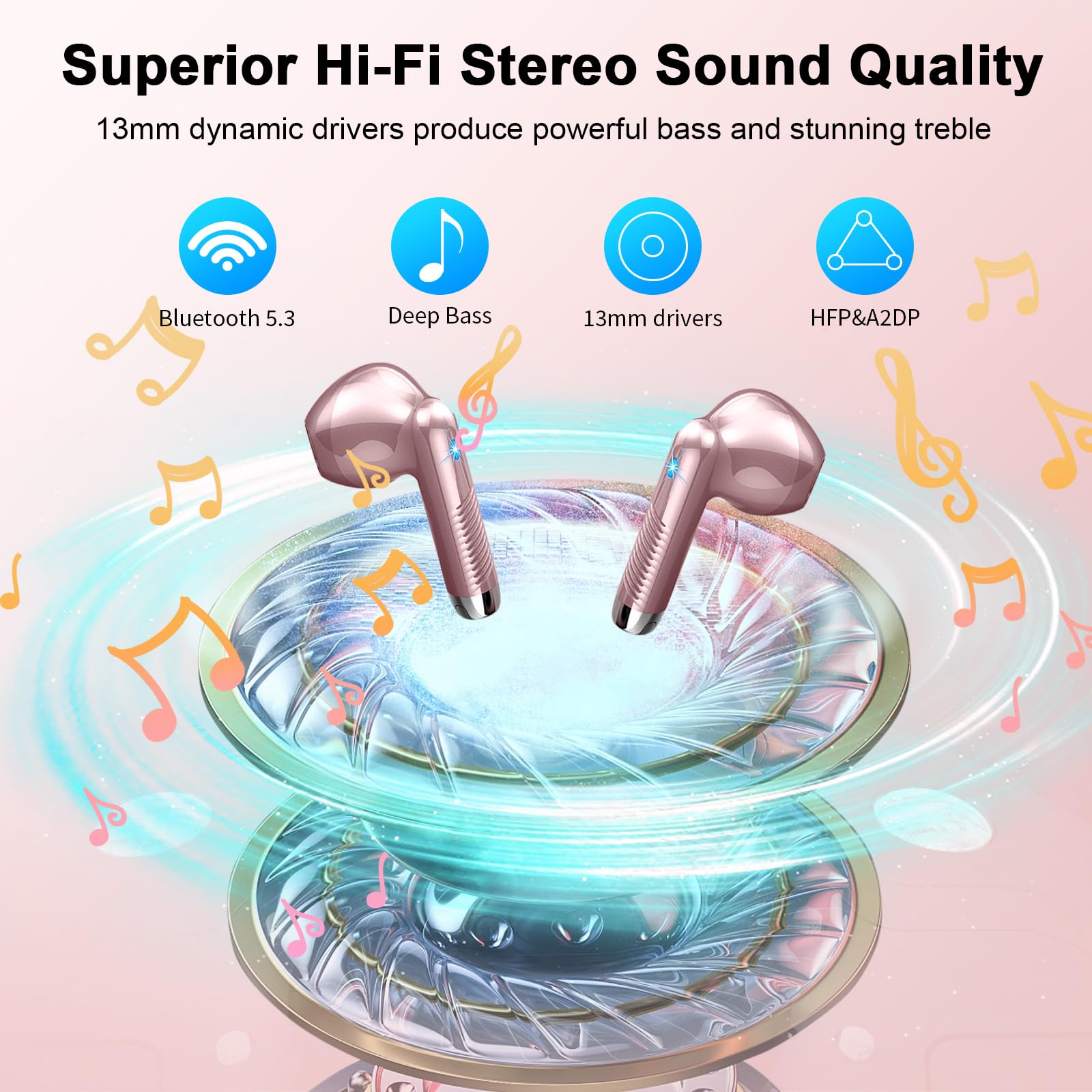 Wireless Earbuds, Bluetooth 5.4 Headphones NEW Wireless Headphones with 4 ENC Mic - Image 3