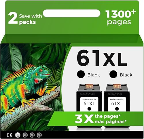 61XL - Cartucho de tinta negro para HP Ink 61 XL, repuesto para HP61 HP61XL 2 unidades para 3510 4500 2620 5530 4630 2540 4502 3050 1510 4632 4501