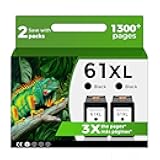 61XL Black Ink Cartridge for HP Ink 61 XL Replacement for HP61 HP61XL 2 Pack for 3510 4500 2620 5530 4630 2540 4502 3050 1510 4632 4501 2542 2514 4635 3050a 5535 4610 1000 1010 1512 3512 2541 Printer