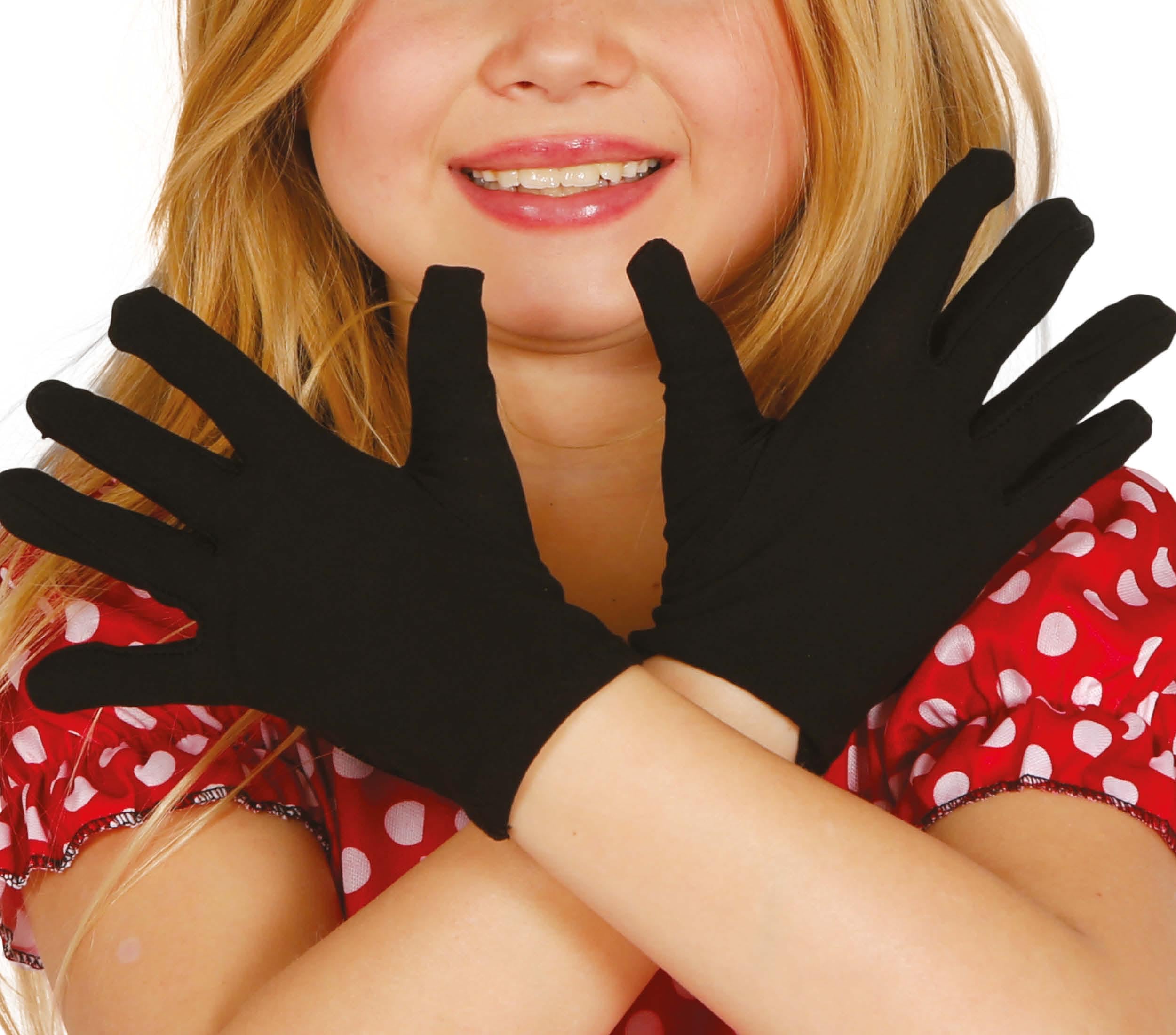 FIESTAS GUIRCA | Black Children’s Gloves (7.1 in) - Costume Accessory for Devils and Demons - Ideal for Halloween, Carnival and Fancy Dress Parties - Unisex for Kids - Black