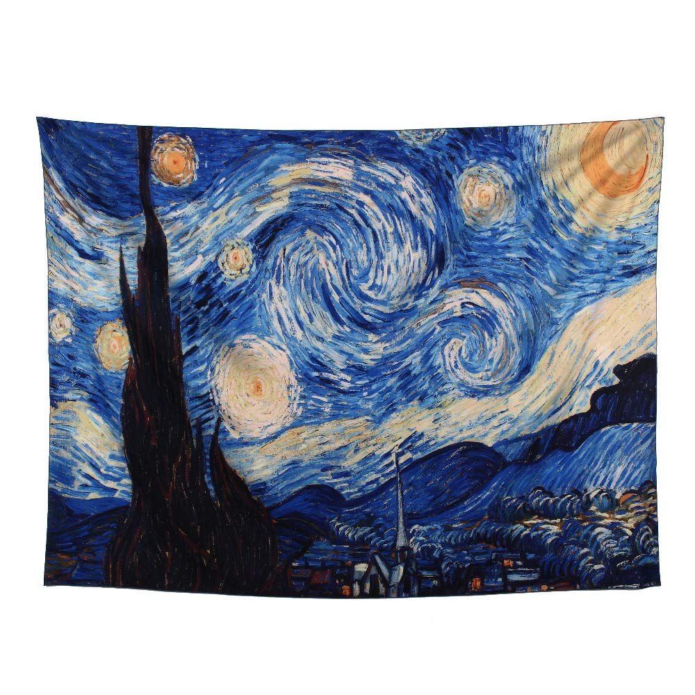 YAMUDA The Starry Night Tapestry Hippie Galaxy Tapestry Psychedelic Van Gogh’s Art Wall Hanging Tapestry Apartment Decor Collection Bedroom, Living Room, Dorm Tapestries