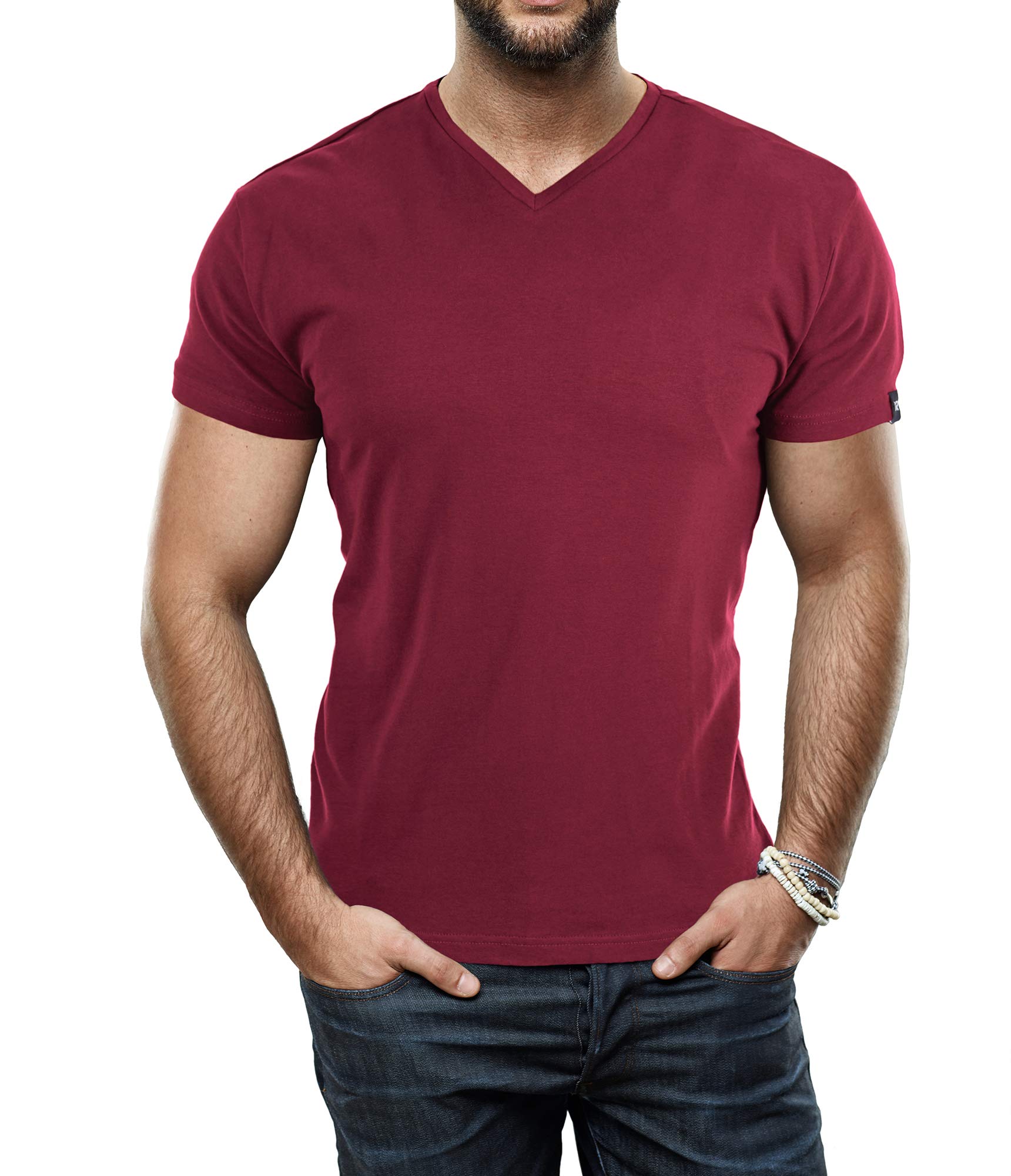 X RAYMen's V-Neck T-Shirts, Soft Cotton Short Sleeve Casual Slim Fit V Neck T Shirts for Men