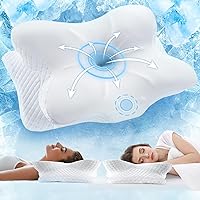 Vuteehy Cervical Neck Pillow for Pain Relief - Adjustable Ergonomic Memory Foam Contour Pillow, Side Back Stomach Sleepers, White