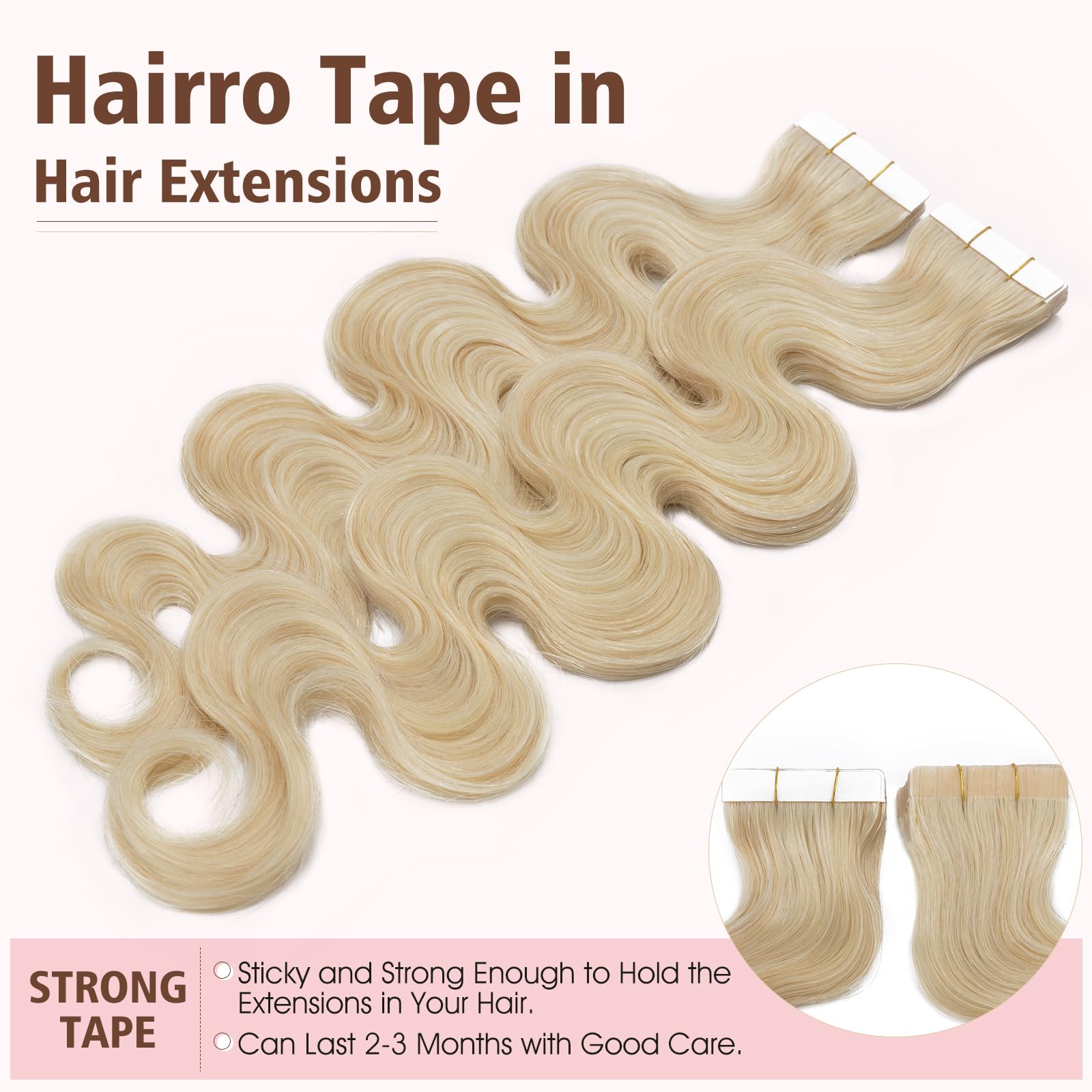 Amazon.com : Hairro 14 Inch Tape in Human Hair Extensions  display picture 3
