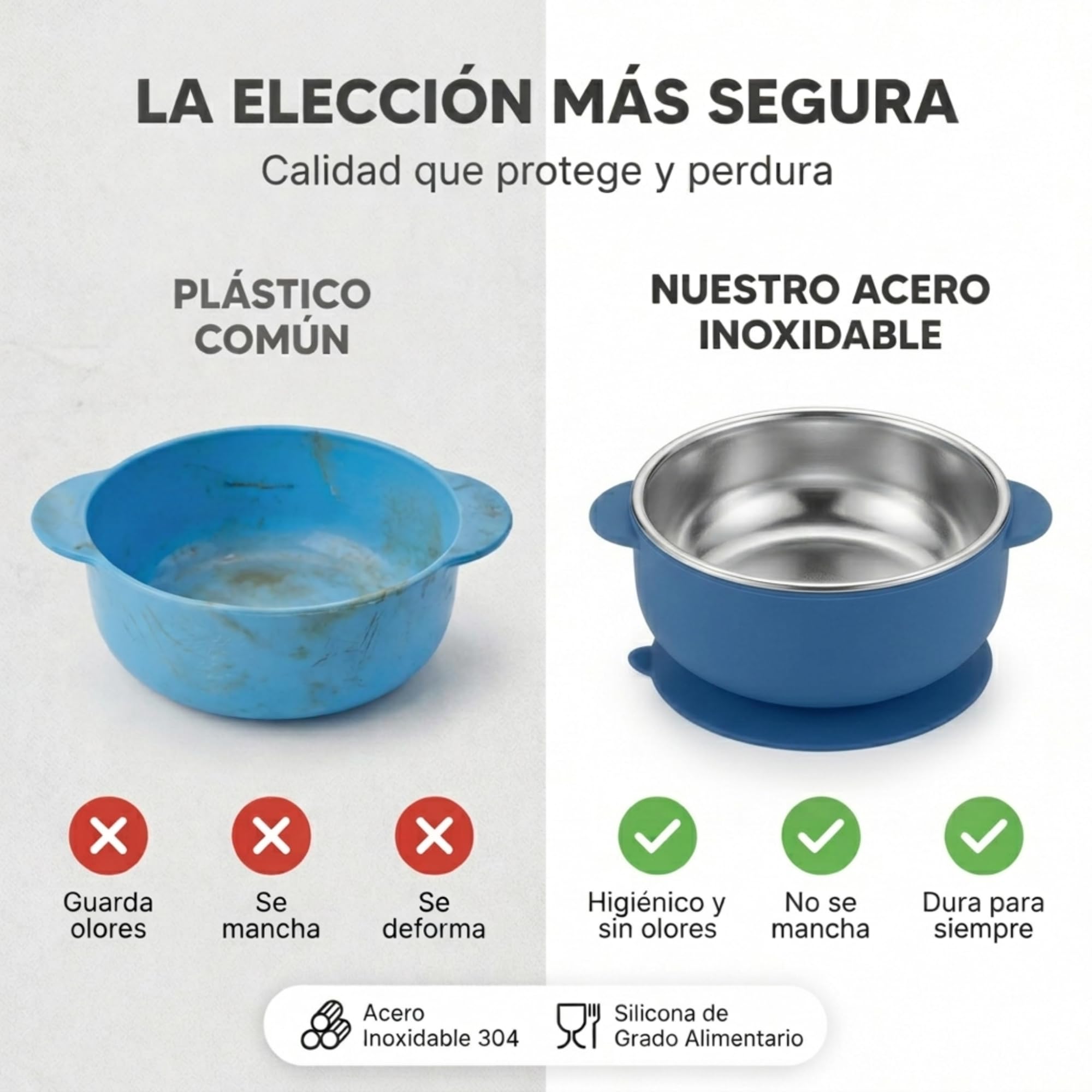 NENAVIBE Juego bebé 4 piezas acero inoxidable | Bol con ventosa, taza con asa y cubiertos BLW | Antideslizante, silicona desmontable, apto lavavajillas y sin olores | regalo 6 meses (Azul) — view 4