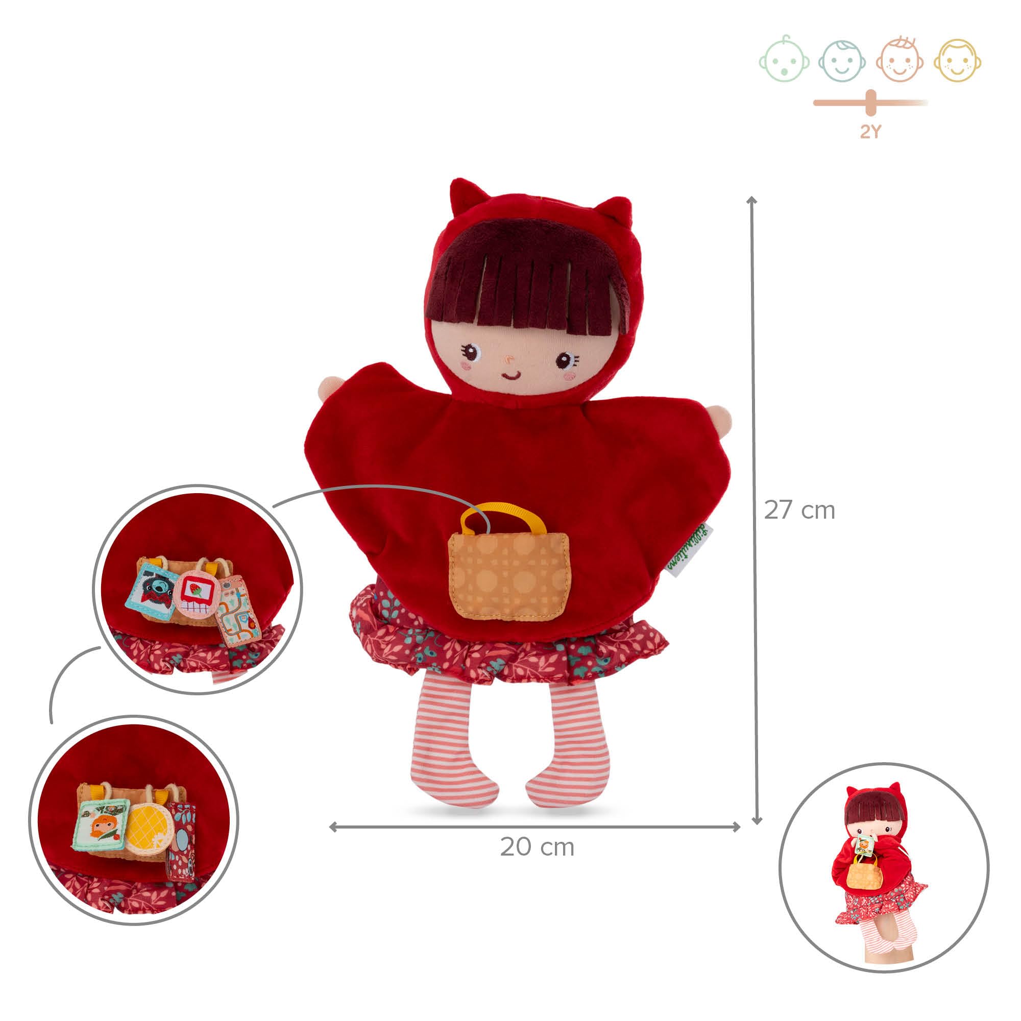 Lilliputiens - Handpuppe Rotkäppchen - Interaktives Spielzeug für Kinder - Perfekt, um das bekannte Märchen und andere Geschichten zu erzählen - Fördert Fantasie und Kreativität - Ab 2 Jahren