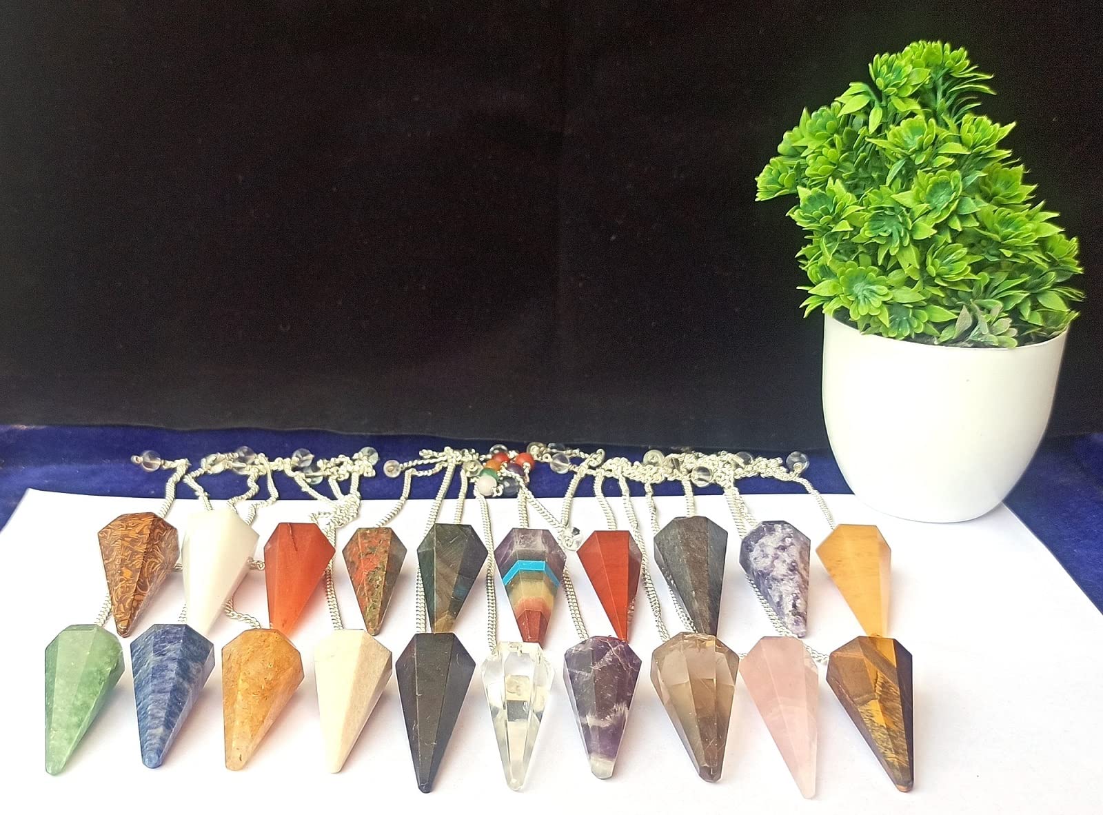 GEMSCITE Muchos péndulos de piedras preciosas a la moda, poderosos meditación psíquicos, éxito, regalo, Fengshui, prosperidad, salud, riqueza, reiki, radiestesia, energía, bienestar, cristal,