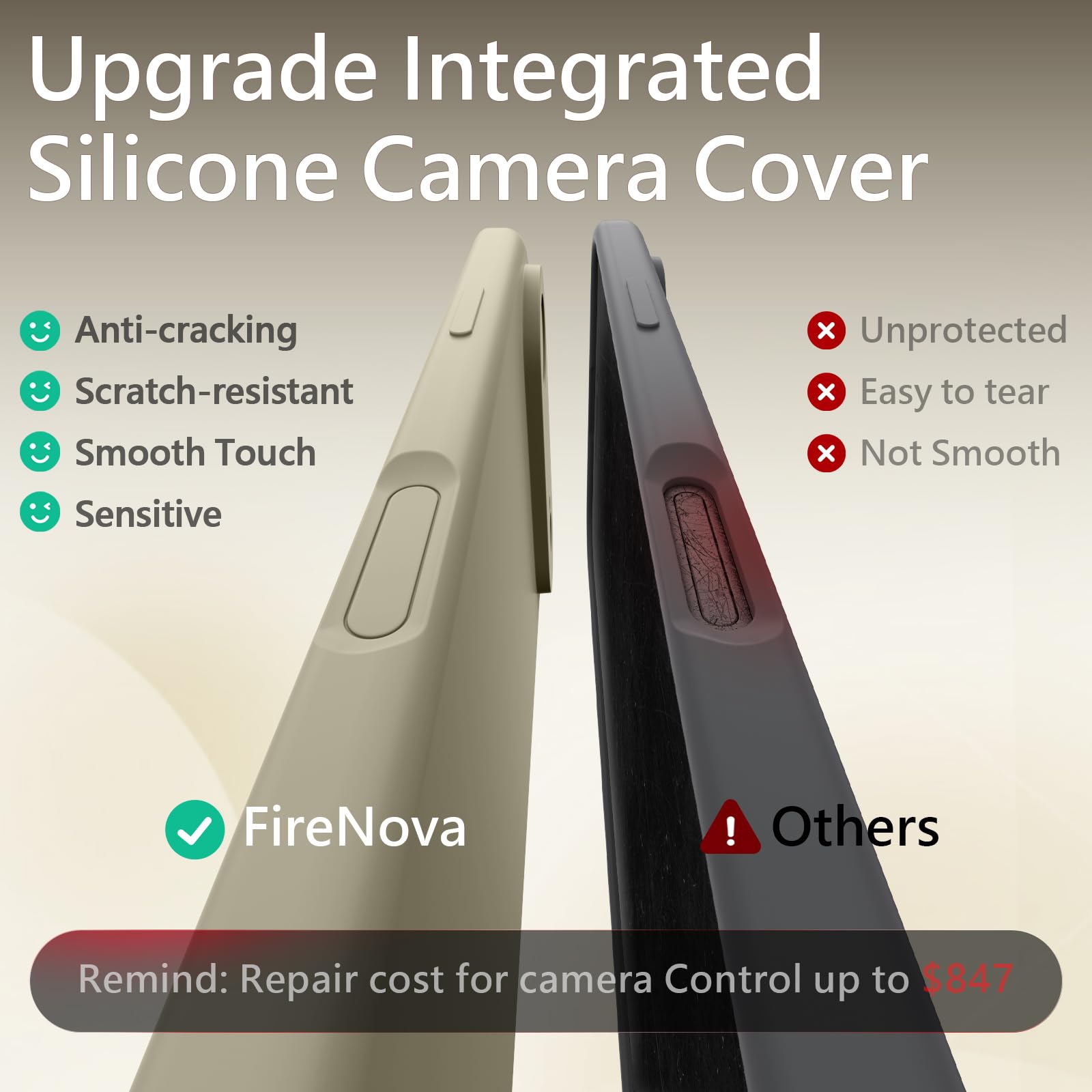FireNova Funda magnética para Air 2025, compatible con MagSafe, botón de control de cámara de silicona integrado, protección de la cámara, forro de microfibra antiarañazos, 6.6 pulgadas, caqui