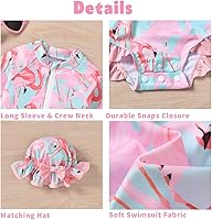 Vista 48 de Aalizzwell Traje de baño de una pieza de manga larga con sombrero para bebé niña Sirena cian