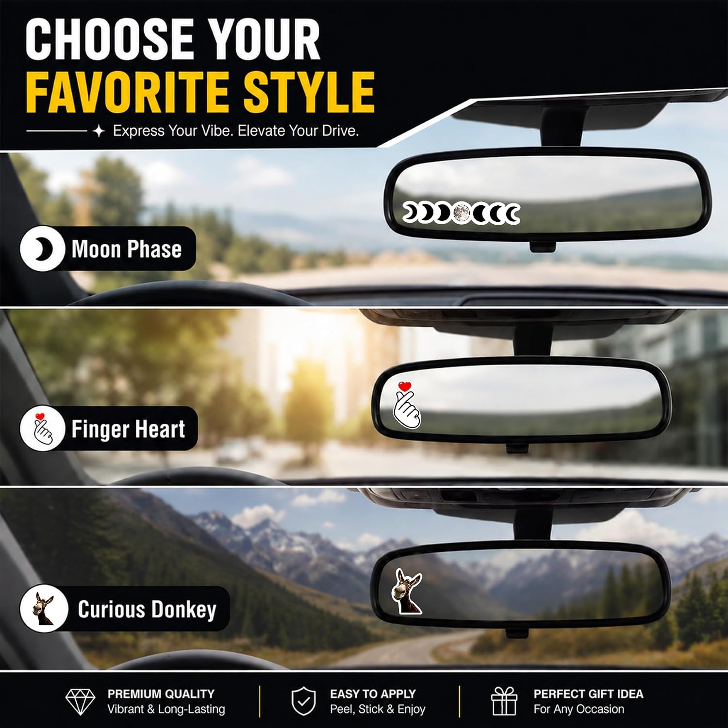 2Pcs Colorful Two Birds Car Rearview Mirror Sticker Waterproof Vinyl Decal image 5