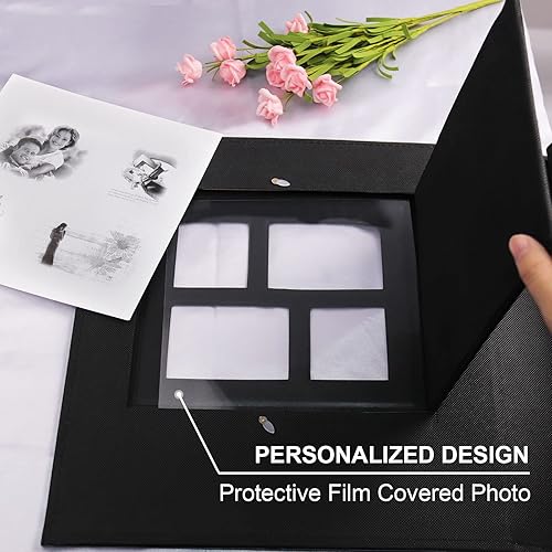 Miniatura 9 de Vienrose Álbum de fotos para 200 fotos de 4 x 6 pulgadas, cubierta de piel, libro de fotos de gran capacidad para bodas, bebés y vacaciones